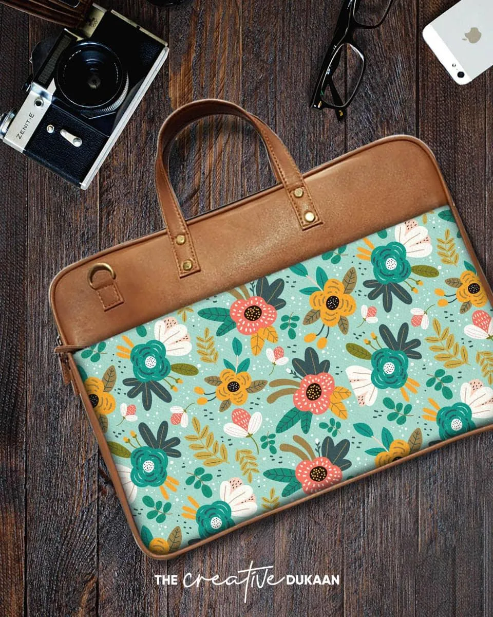 Floral - The Vegan Leather Laptop Bag