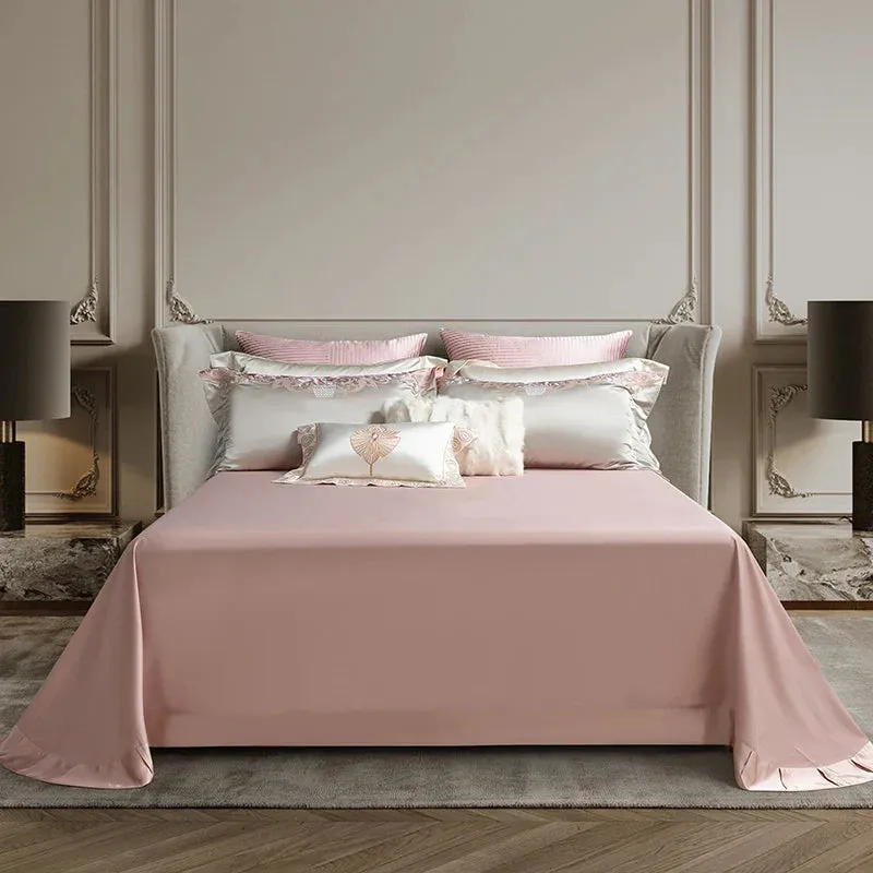 Flytonn-4/6/9Pcs  Gorgeous Flowers Embroidery European Palace Style Bedding Set Brocade Egyptian Cotton Duvet Cover Bed Sheet Pillowcase