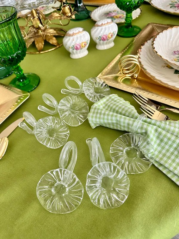 Glass Napkin Rings, Lily Flowers set of 6