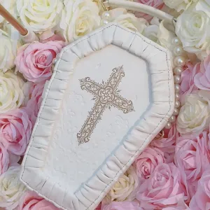 Gothic Rose Flower Cross Ita Coffin Bag