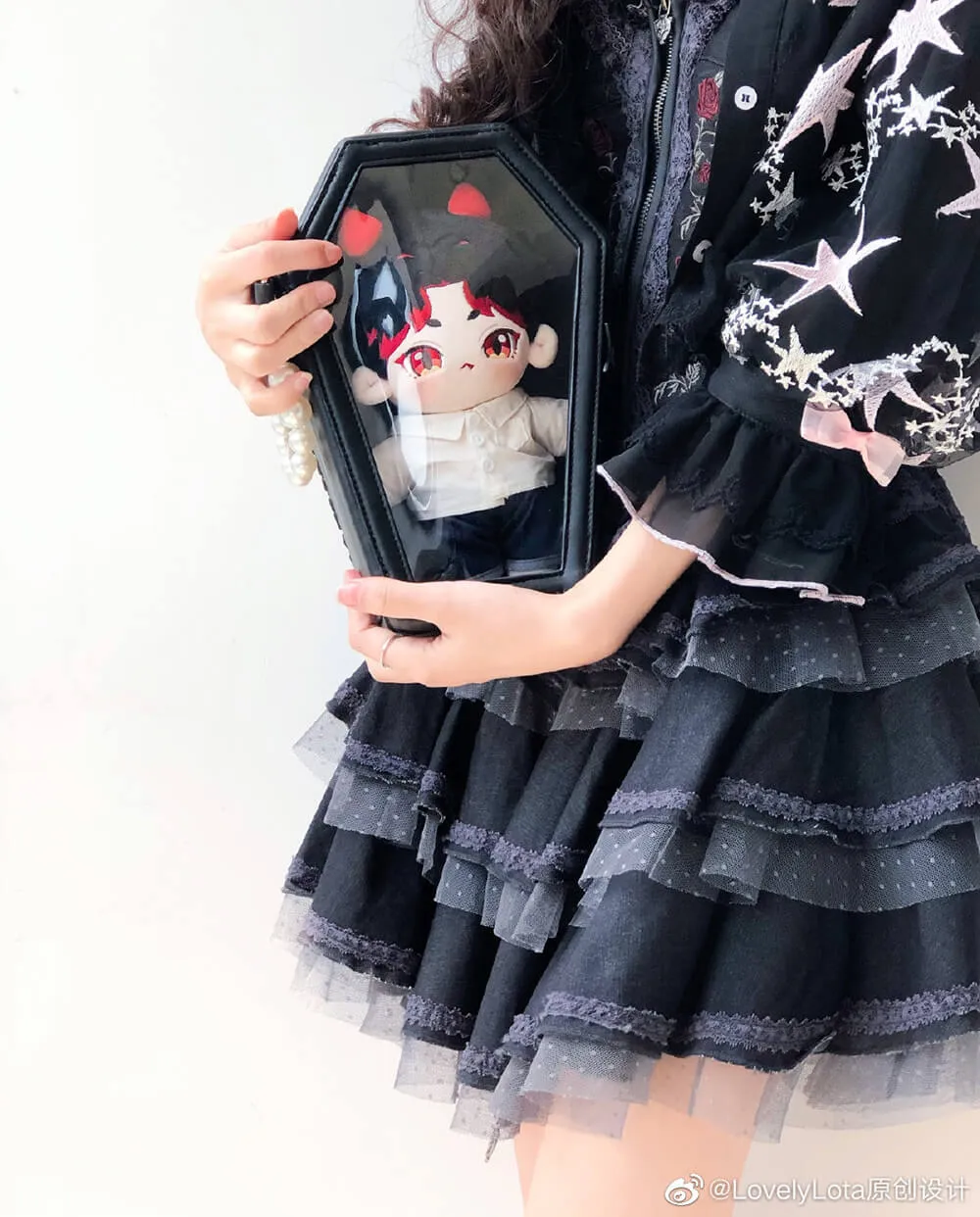 Gothic Rose Flower Cross Ita Coffin Bag