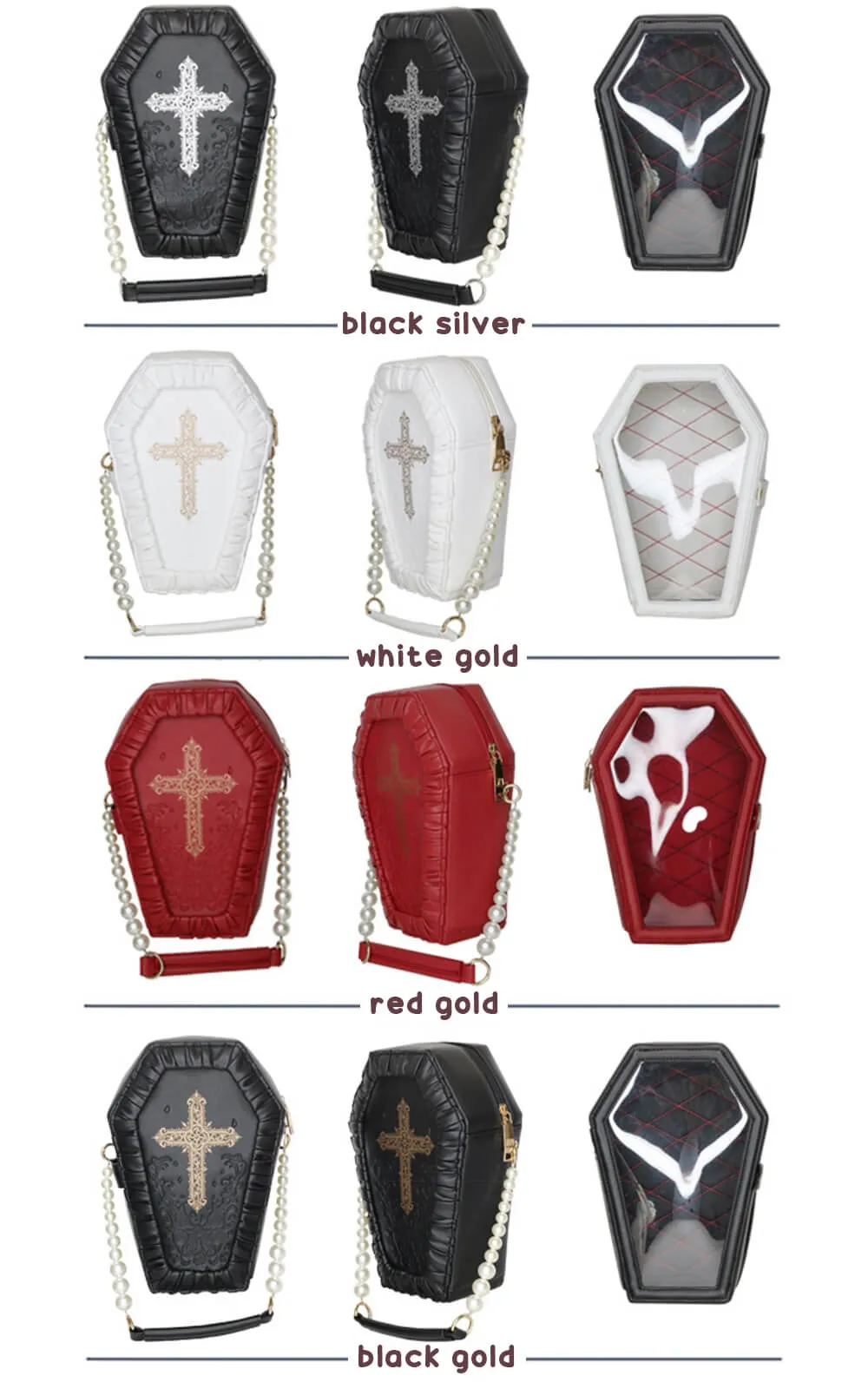 Gothic Rose Flower Cross Ita Coffin Bag