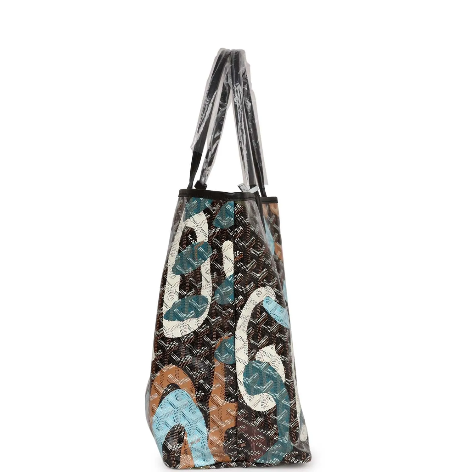 Goyard Limited Edition Black Goyardine Canvas Blue Camou Lettres flage St. Louis PM Tote Bag Palladium Hardware