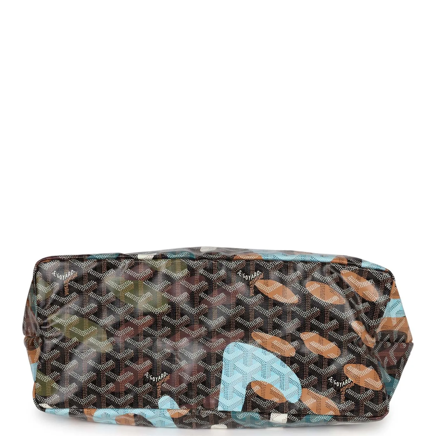 Goyard Limited Edition Black Goyardine Canvas Blue Camou Lettres flage St. Louis PM Tote Bag Palladium Hardware