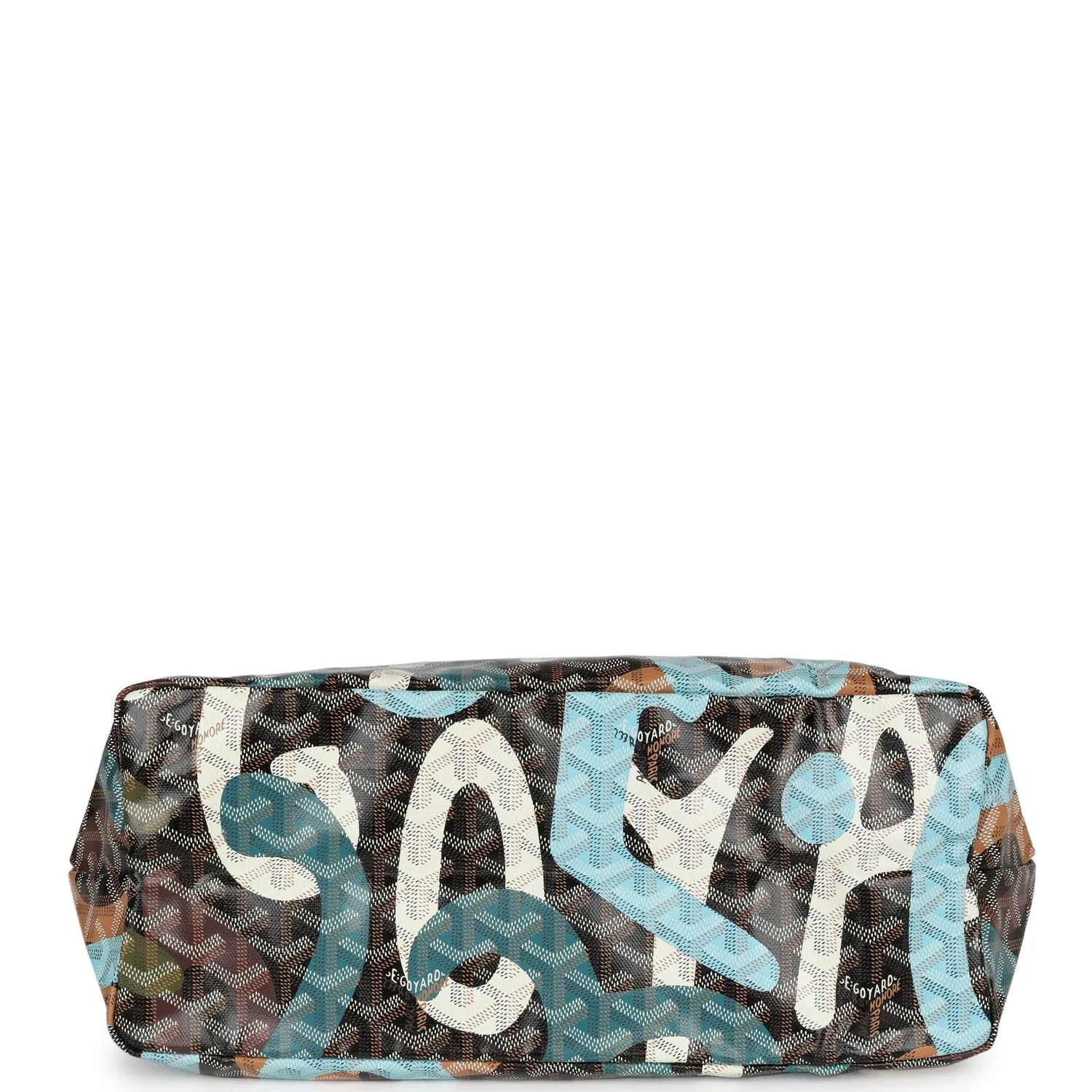 Goyard Limited Edition Black Goyardine Canvas Blue Lettres Camouflage St. Louis PM Tote Bag Palladium Hardware