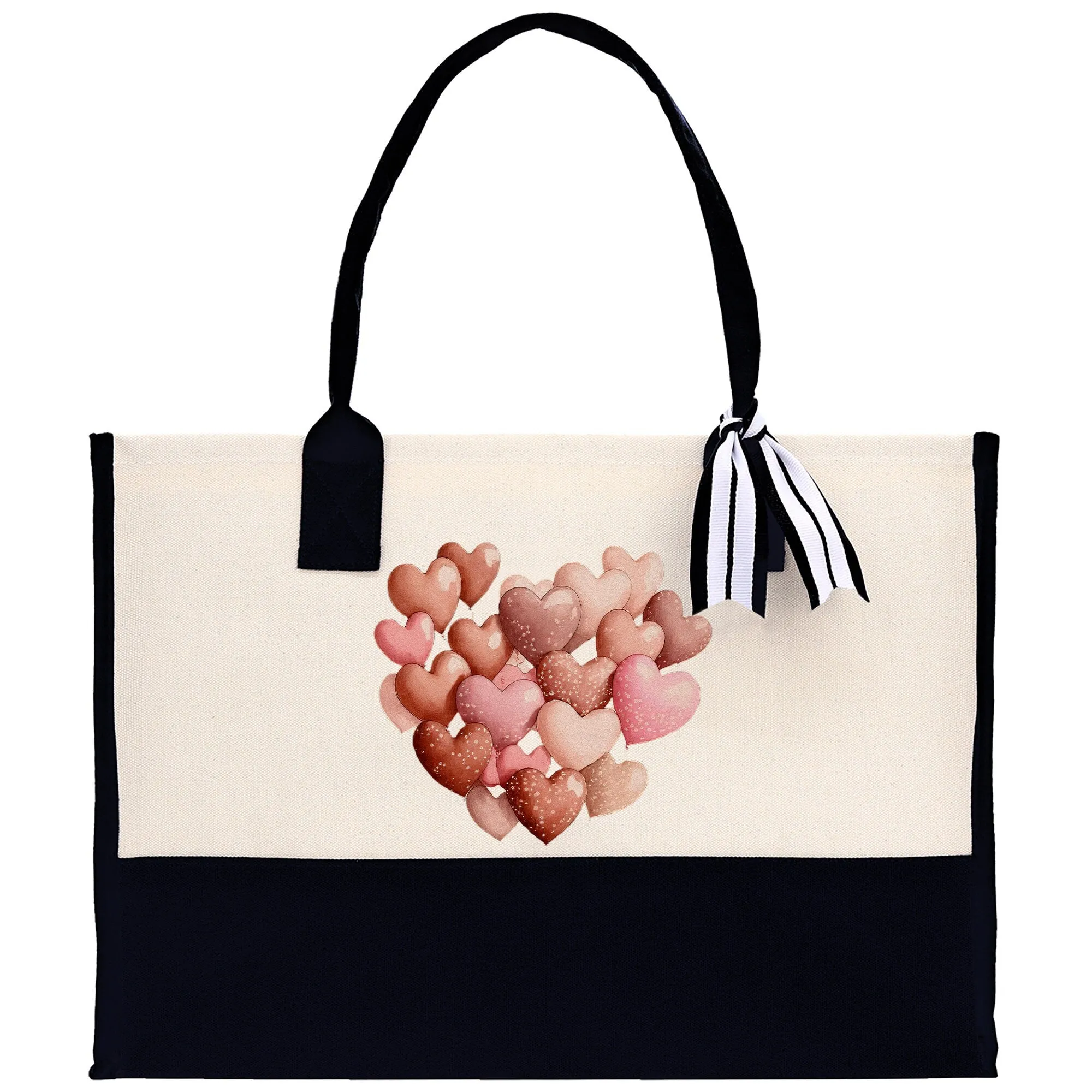 Heart Canvas Tote Bag Happy Valentines Day Gift for Her Love Tote Bag Lovers Gift Mother Day Gift Cute Valentines Gift
