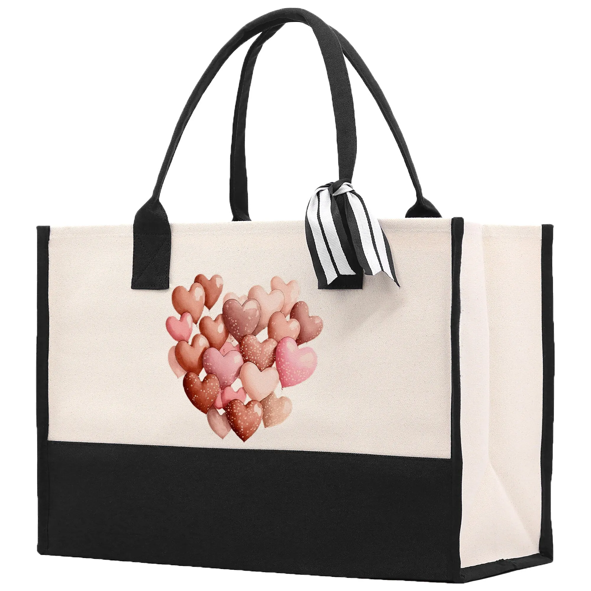 Heart Canvas Tote Bag Happy Valentines Day Gift for Her Love Tote Bag Lovers Gift Mother Day Gift Cute Valentines Gift