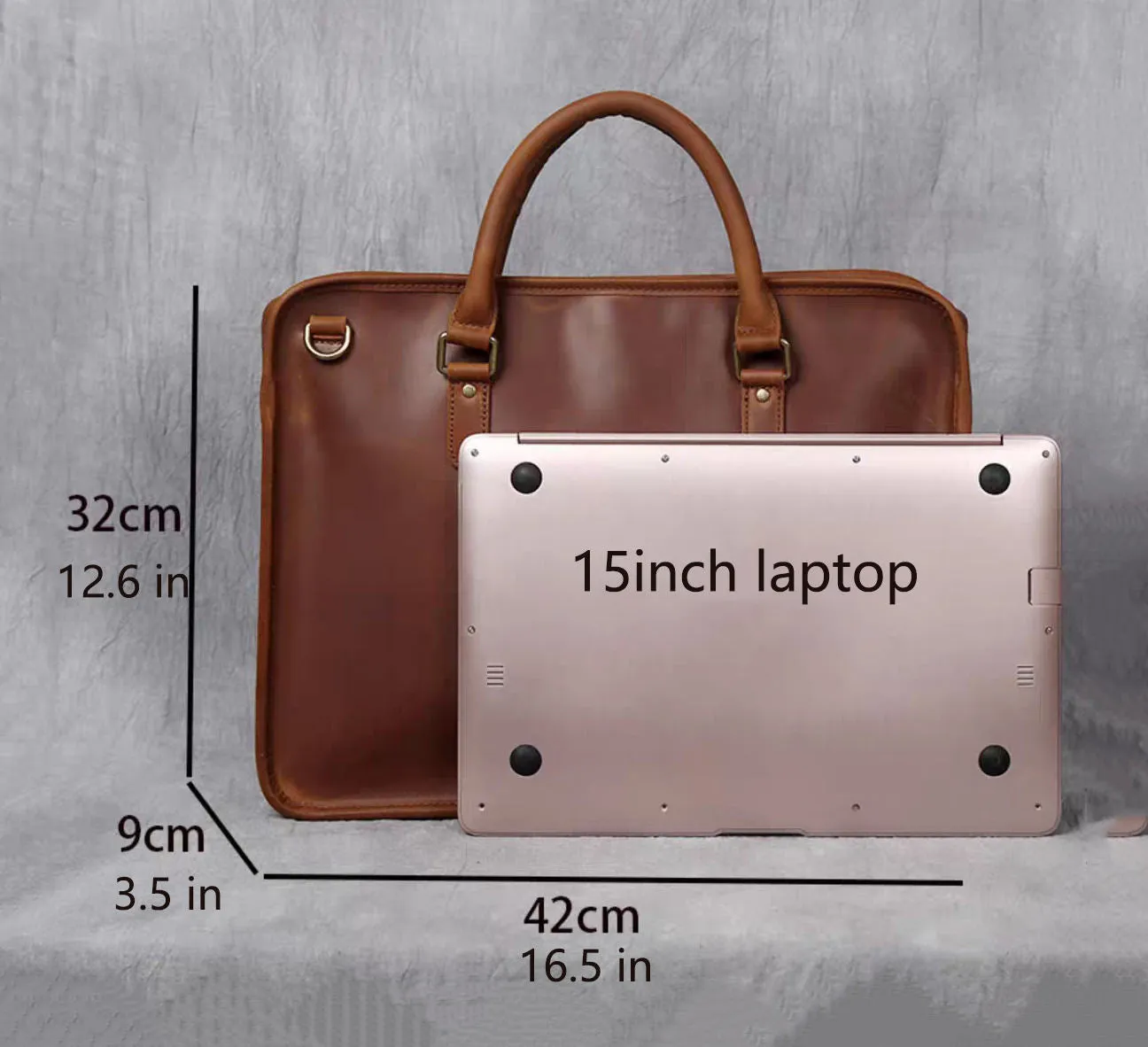 Hemming Leather Laptop Bag Vintage Leather Briefcase