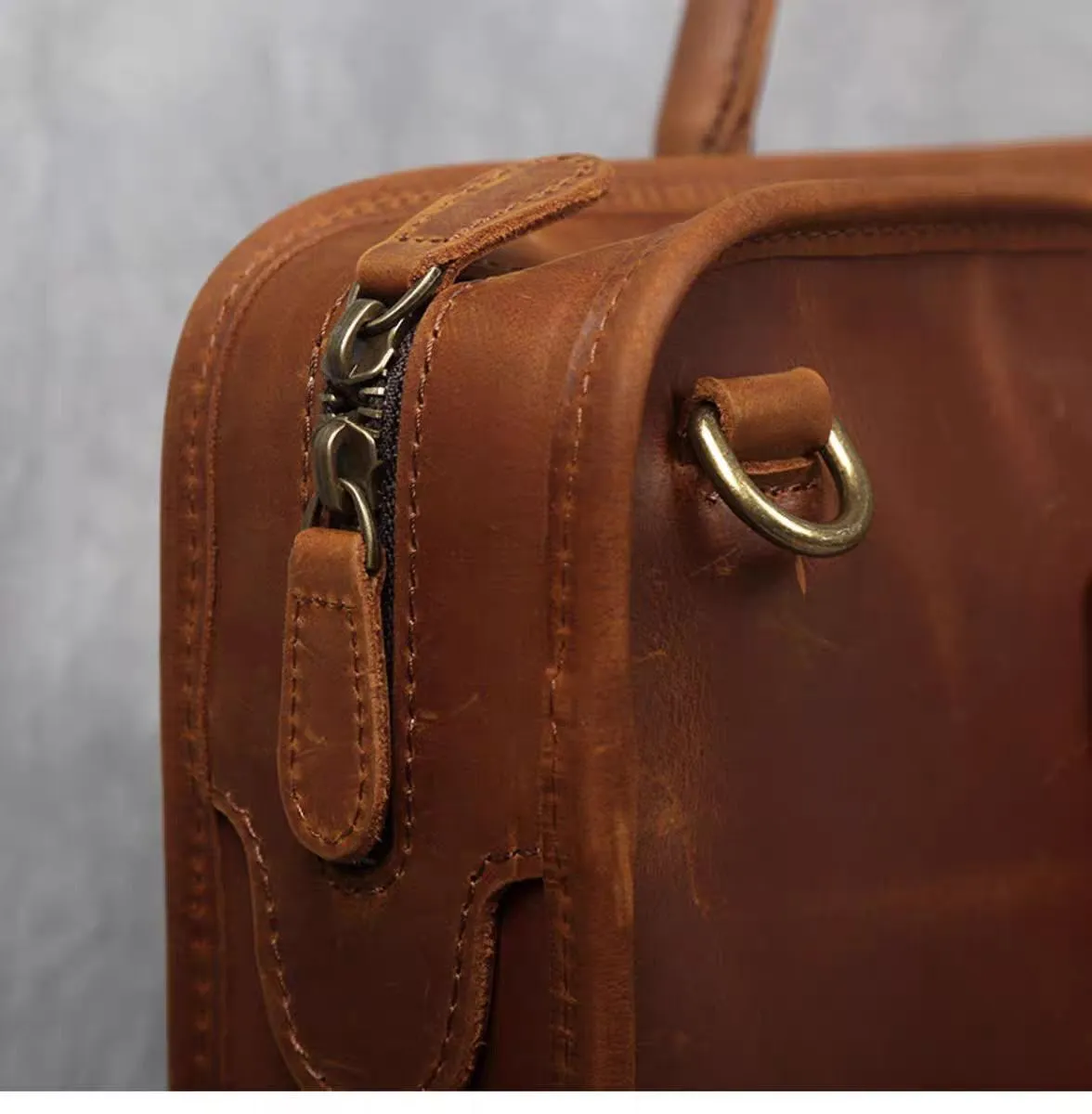 Hemming Leather Laptop Bag Vintage Leather Briefcase