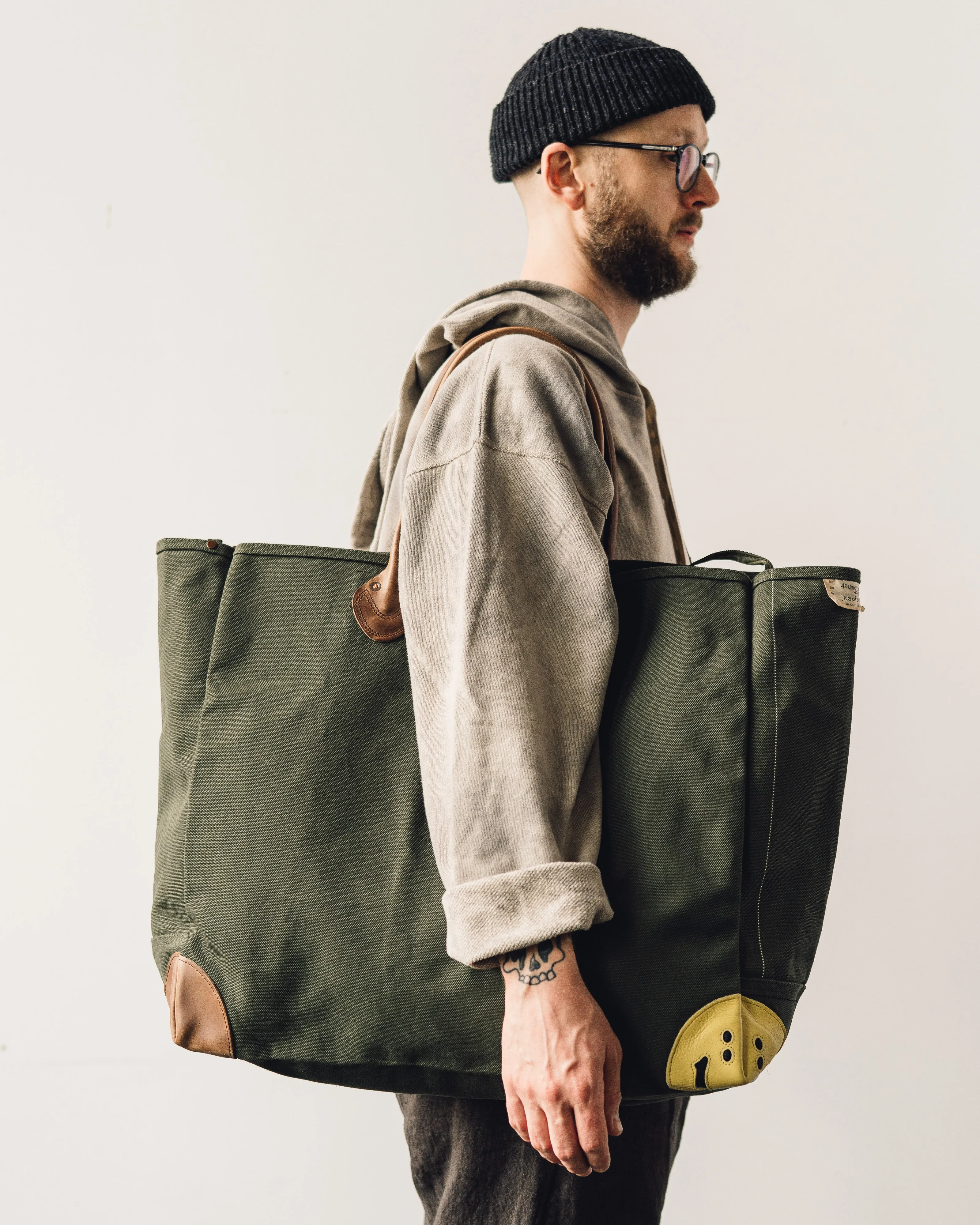 Kapital Large Rainsmile Milk Bag, Khaki