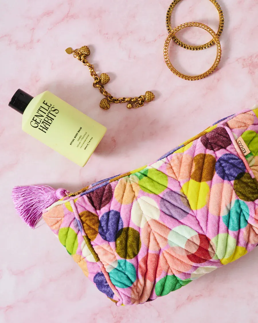 Kip & Co | Confetti Pink Velvet Toiletry Bag