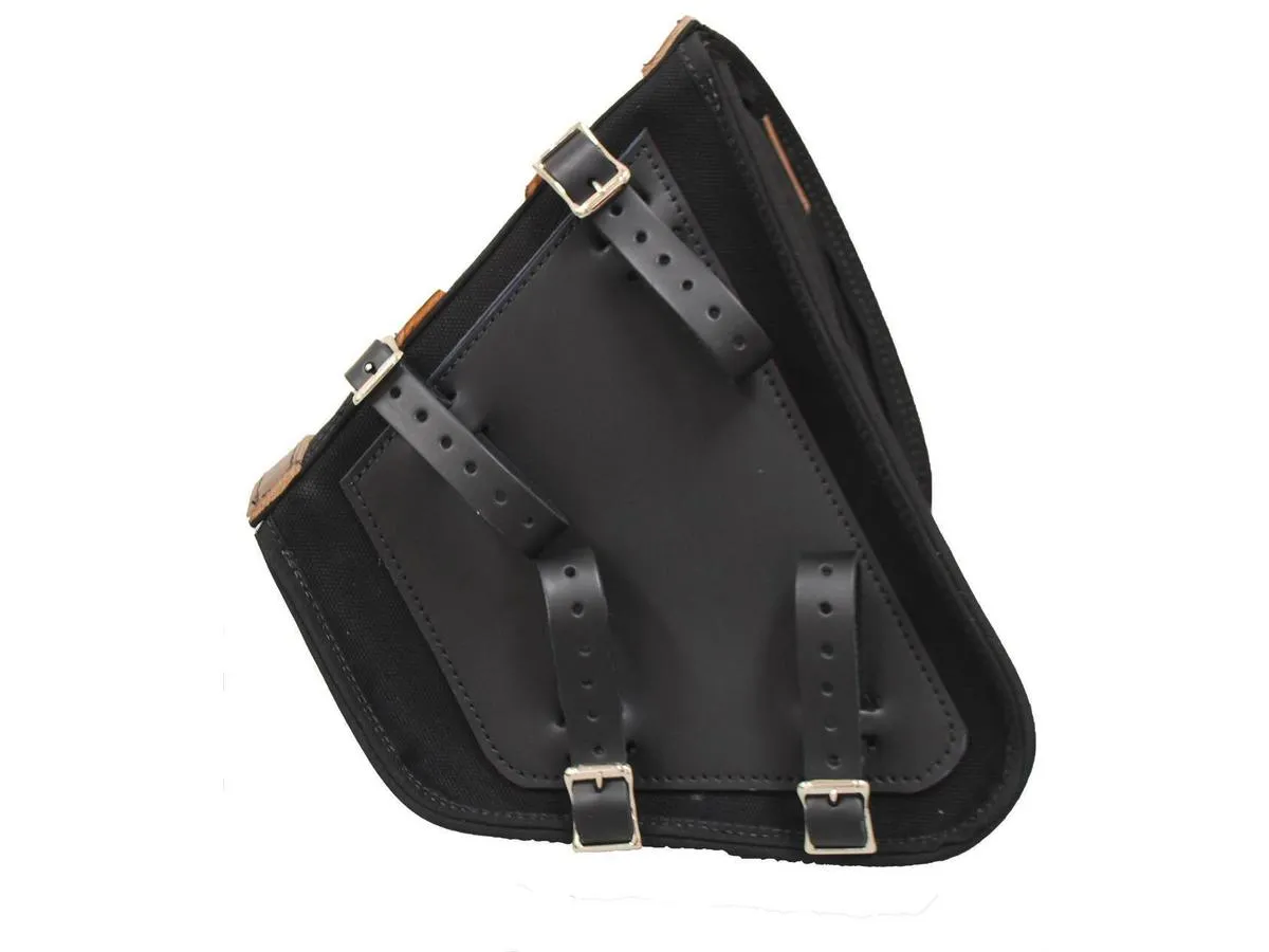 La Rosa Design Canvas Swing Arm Left Saddle Bag With Black Straps Brown Army Green For 87-23 Softail