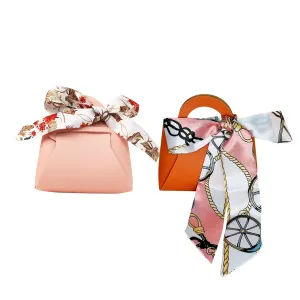 Leather Gift Bag set of 5, Red Leather Mini Gift Bag With Bow
