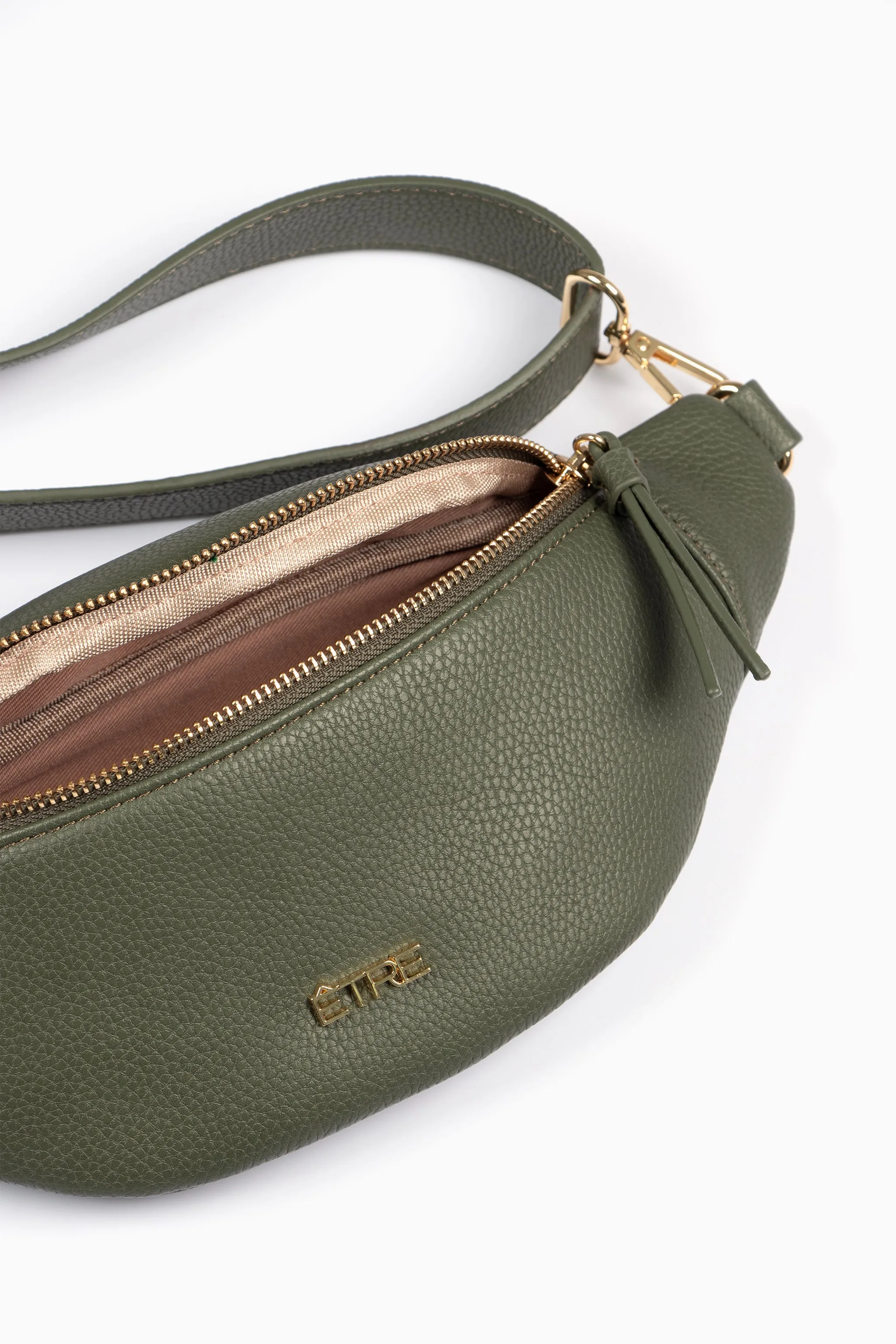 Lola Bum Bag - Khaki, Pebbled Faux Leather