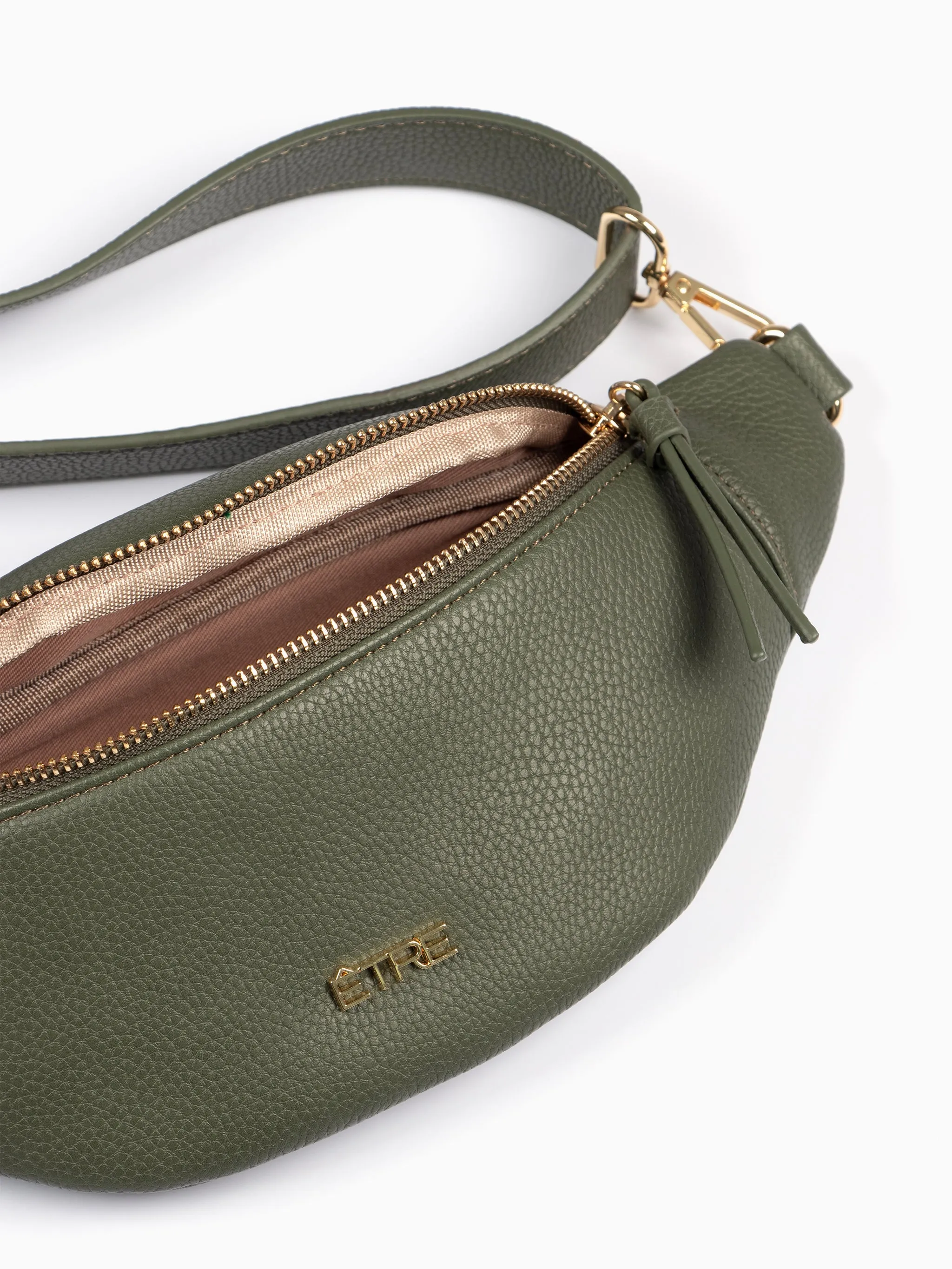 Lola Bum Bag - Khaki, Pebbled Faux Leather