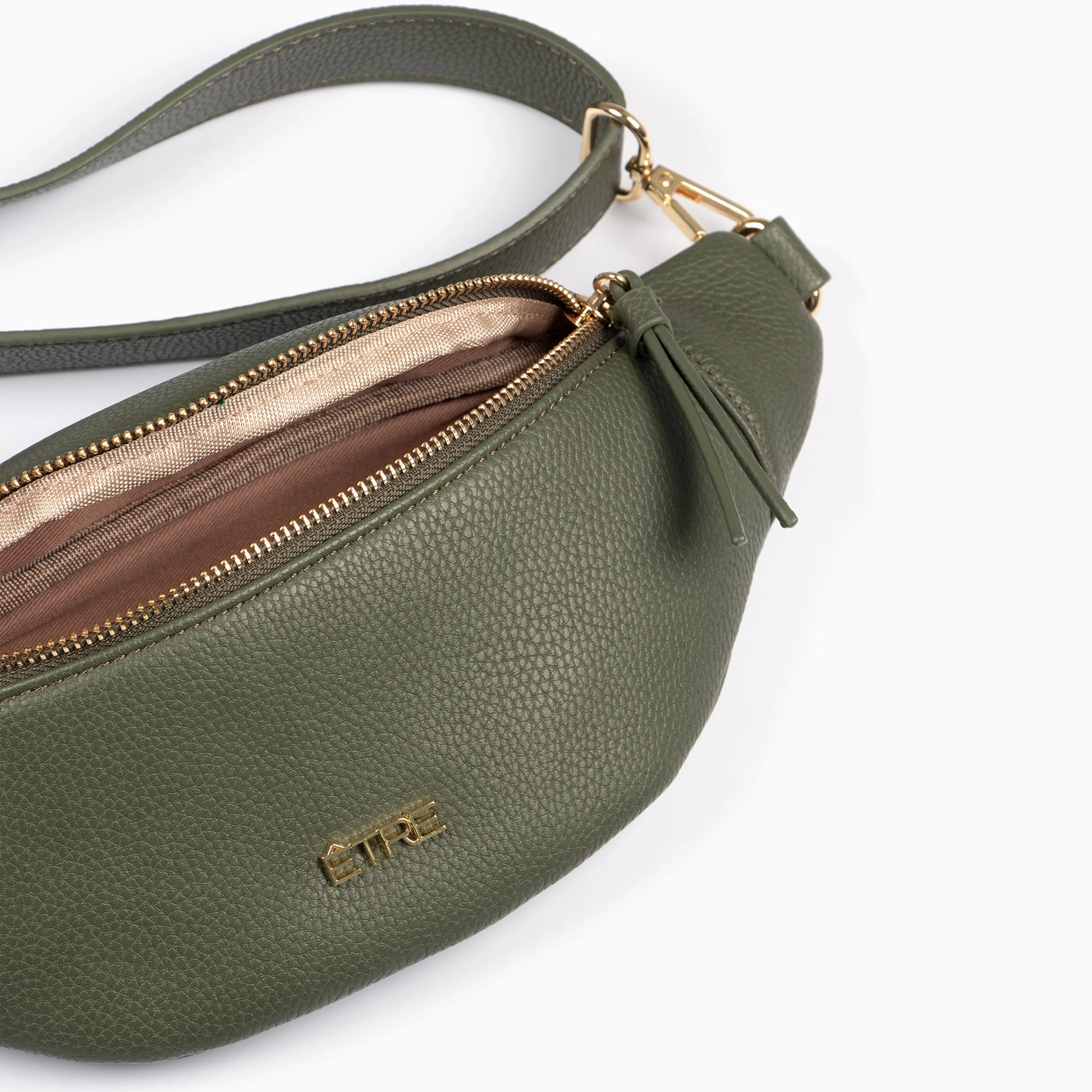 Lola Bum Bag - Khaki, Pebbled Faux Leather