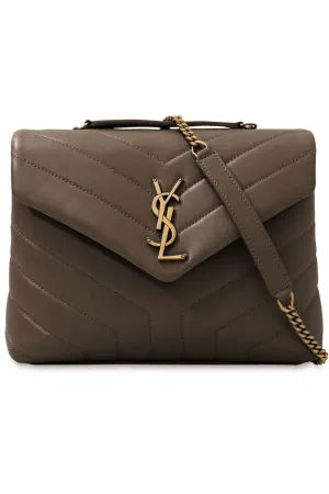 LOULOU SMALL FLAP BAG SOIL BROWN/GOLD
