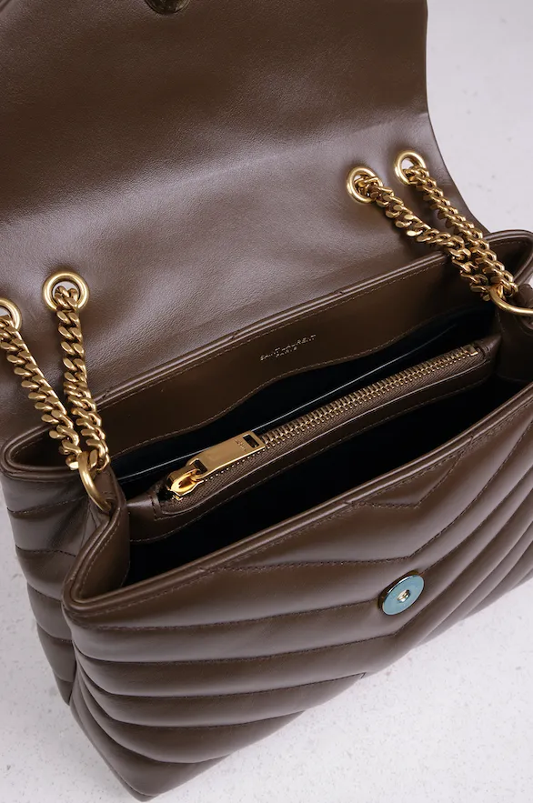 LOULOU SMALL FLAP BAG SOIL BROWN/GOLD
