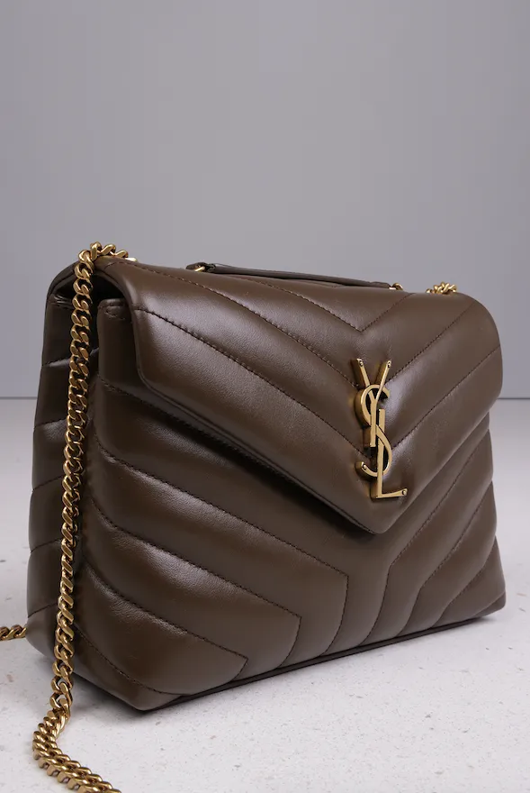 LOULOU SMALL FLAP BAG SOIL BROWN/GOLD