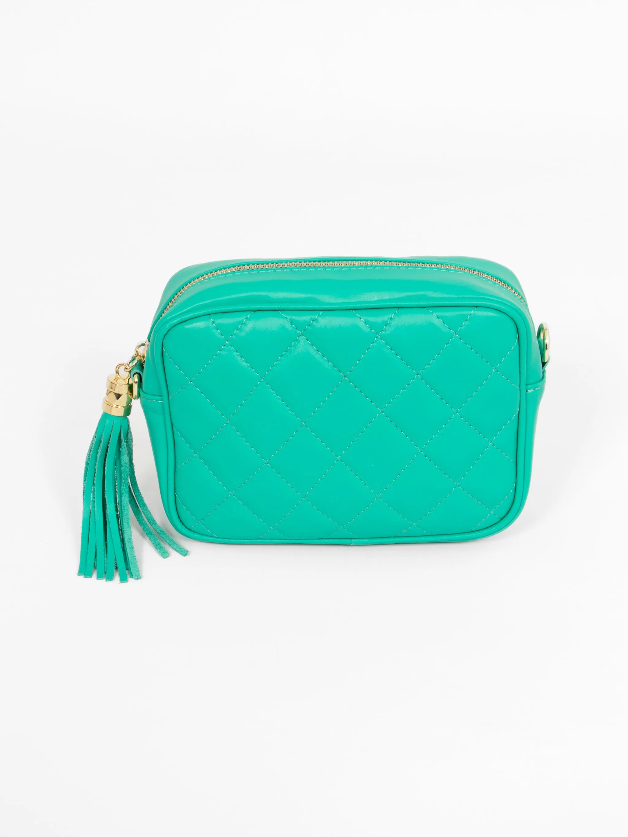 Melissa Quilted Crossbody Bag - Aqua, Pebbled