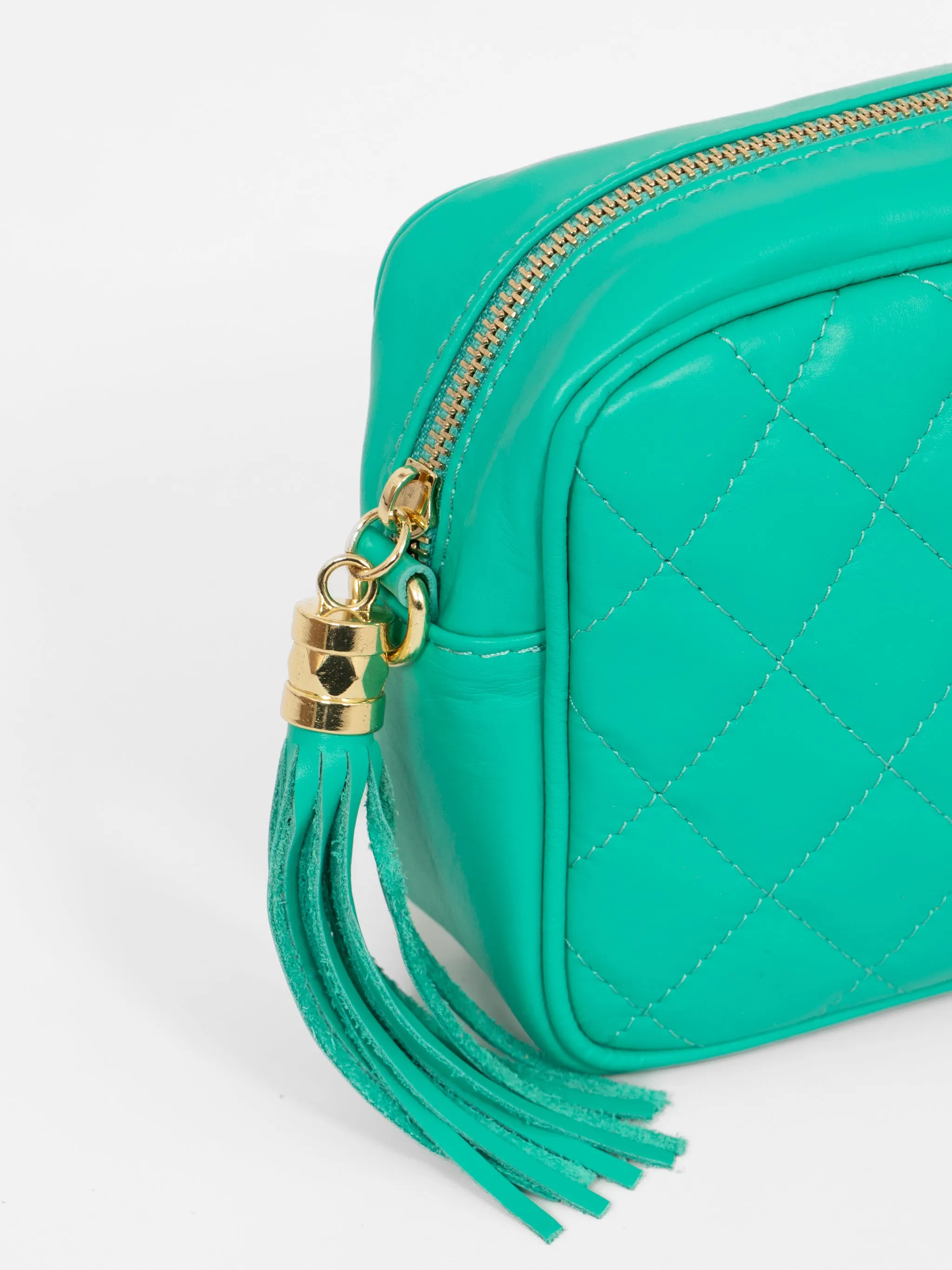 Melissa Quilted Crossbody Bag - Aqua, Pebbled