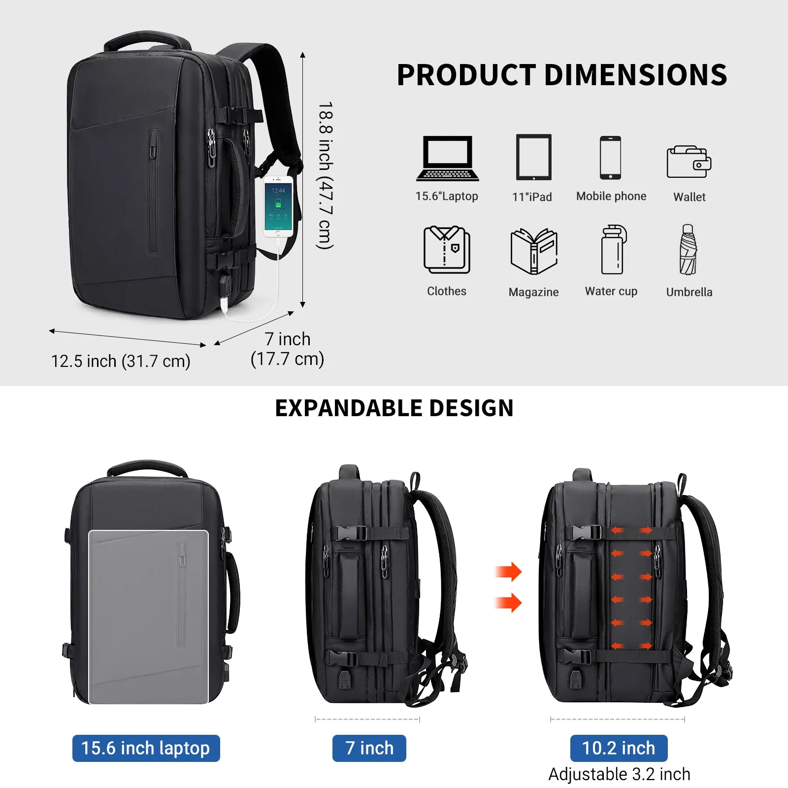 Nylon Water resistant Travel Backpack