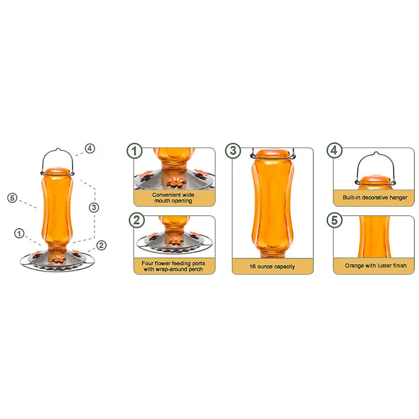 Perky-Pet® 8135-2 Carnival Glass Vintage Oriole Feeder, 16 Oz Capacity
