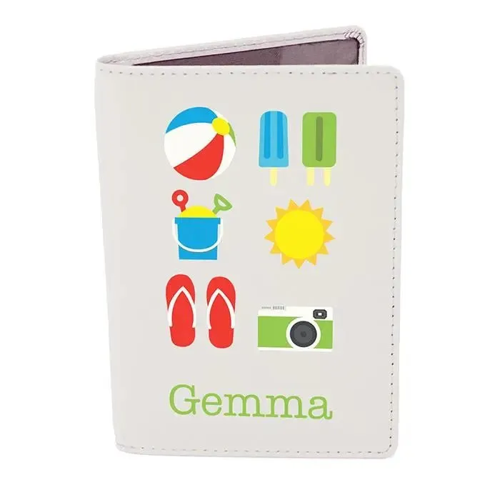 Personalised Bright Travel Cream Passport Holder