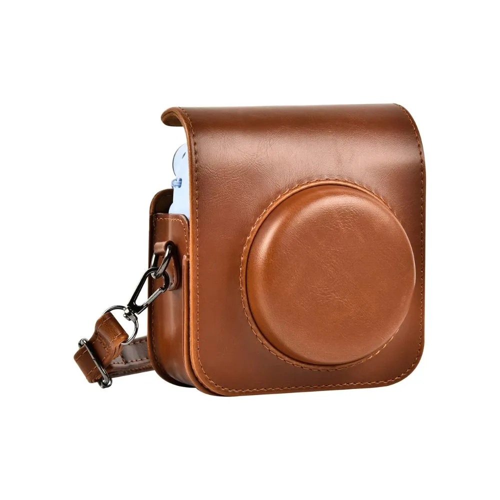 Pikxi BMS12 PU Leather Soft Silicone Protective Camera Case Bag for Fujifilm Instax Mini 12  with Shoulder Strap - Available in Different Colors
