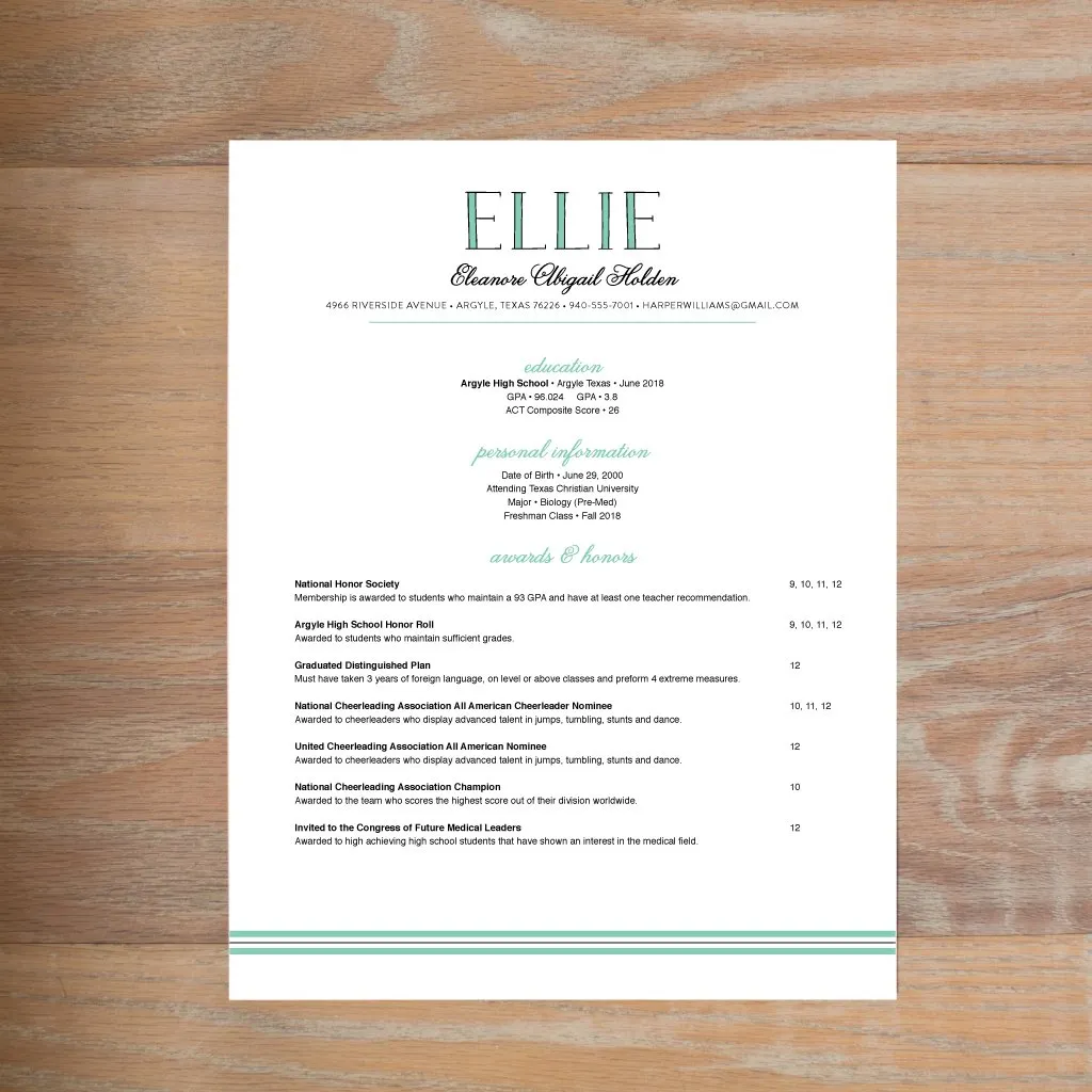 Preppy Name Custom Letterhead