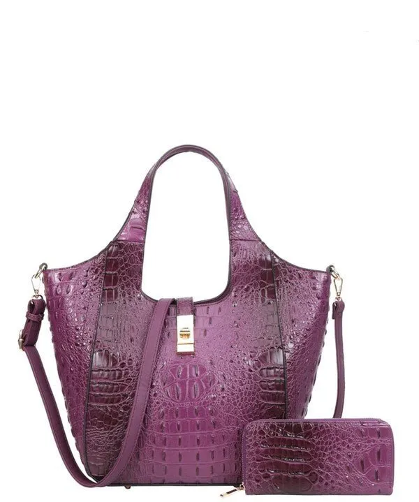 "Croc-Chic" Animal textured purse & wallet