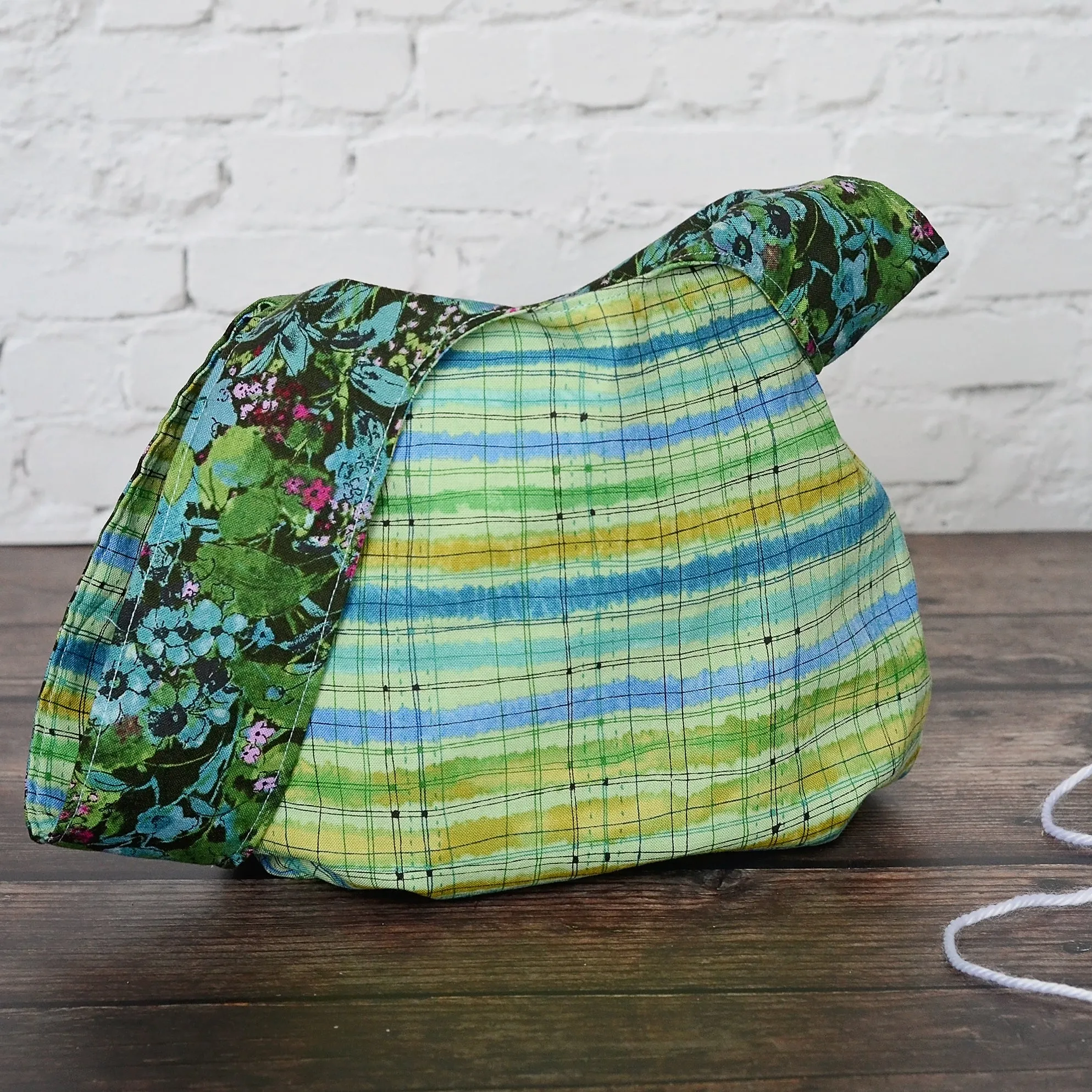 Reversible Floral Knot Bag, Knitting or Crochet Project Bag