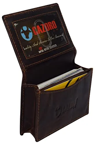 RFID Blocking Buffalo Leather Business Card Case Holder for Men & Women