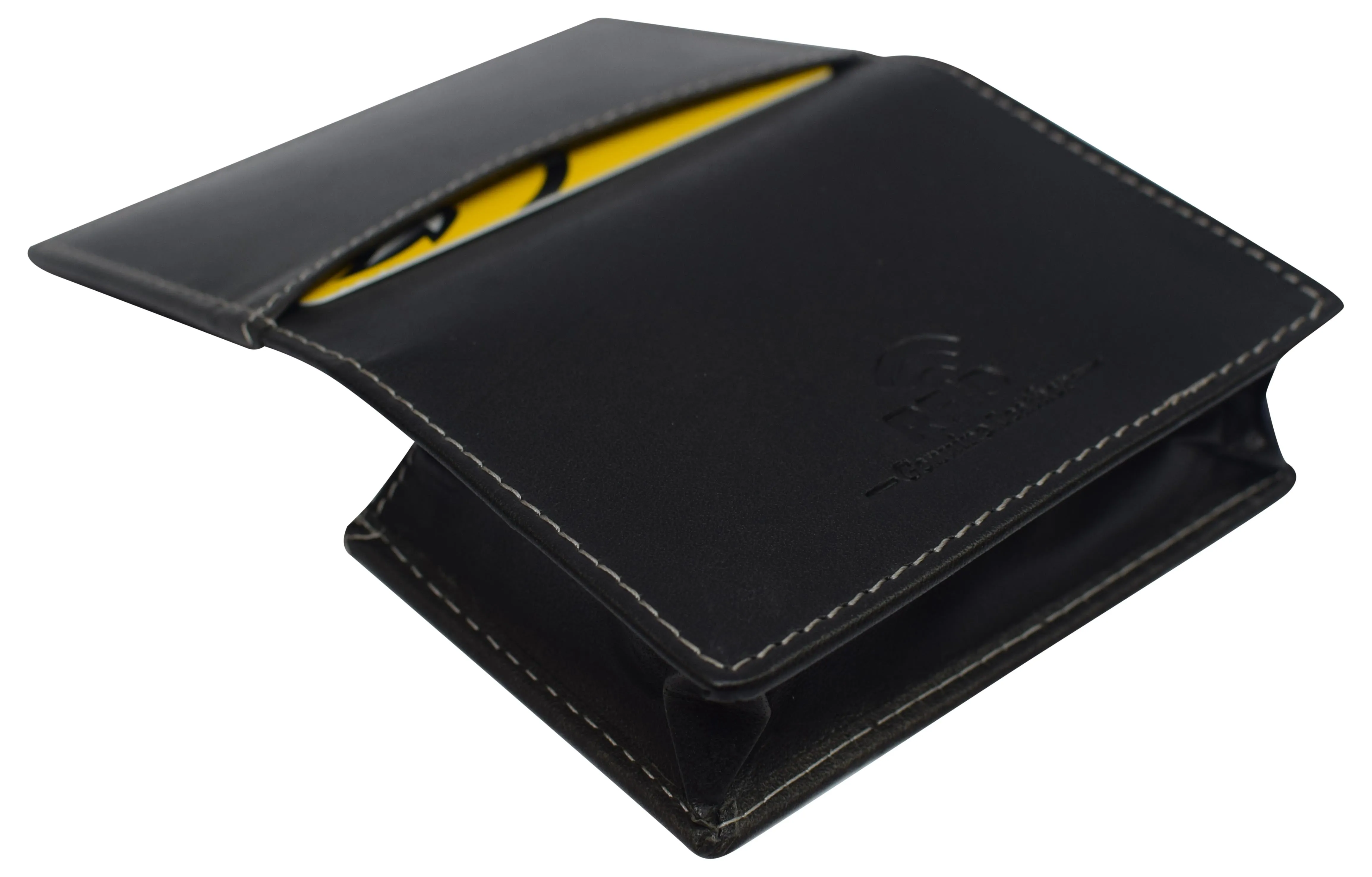 RFID Blocking Buffalo Leather Business Card Case Holder for Men & Women