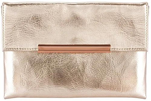Small Rose Gold Metallic Clutch Bag For Cosmetics, Makeup, Cellphone, Wallet, and Organization - Made of Premium Vegan Leather