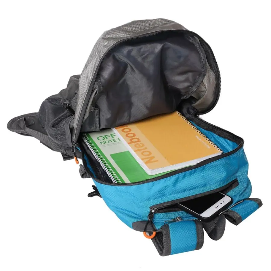 Solar panel Backpack 35L with Power Bank 6.5W color Teal Blue