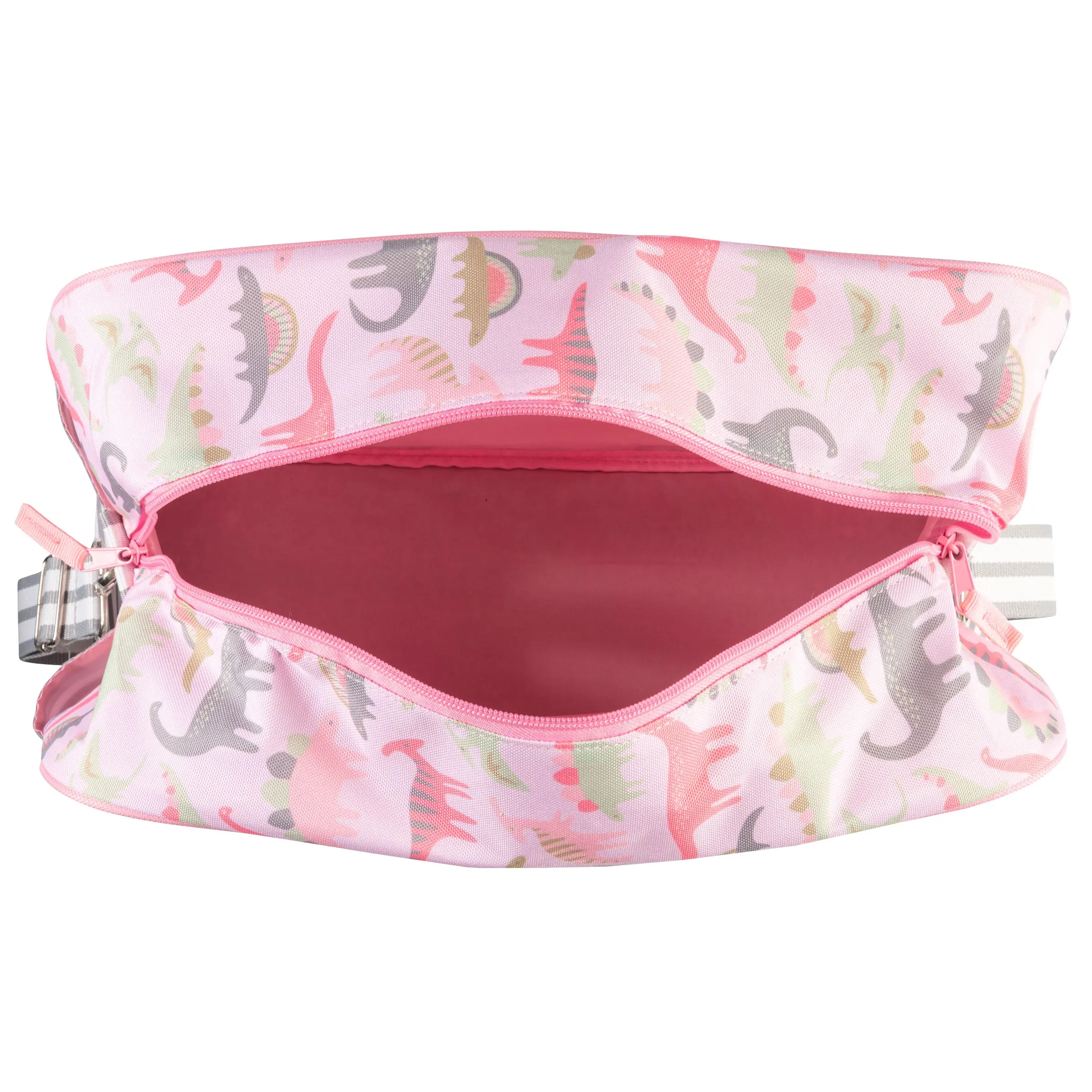 Stephen Joseph All Over Print Kid's Duffle Bag, Pink Dinosaurs