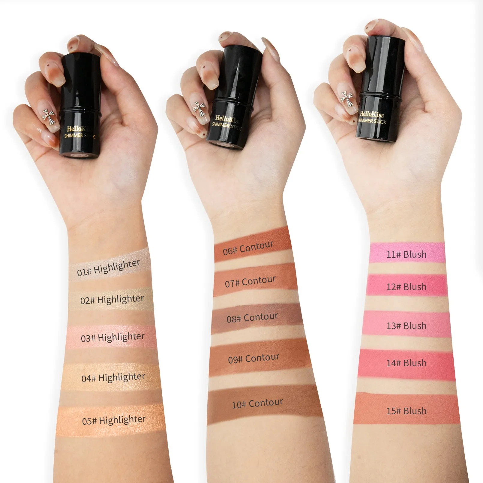 Stick,Concealer-Stick,Highlighter Makeup Stick, Stick Powder Blusher Long Lasting Waterproof Face Makeup Pack of 15 (1 pc each color)