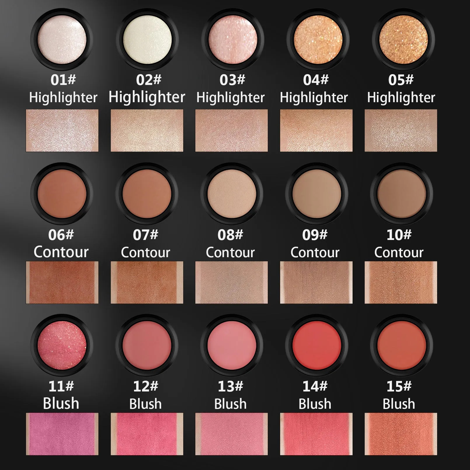 Stick,Concealer-Stick,Highlighter Makeup Stick, Stick Powder Blusher Long Lasting Waterproof Face Makeup Pack of 15 (1 pc each color)