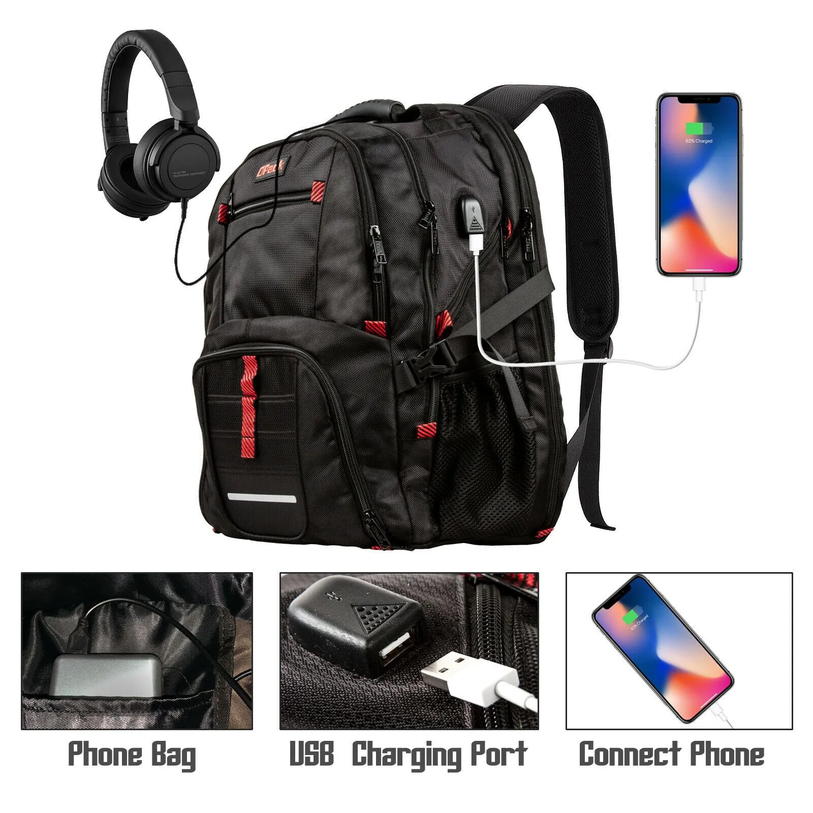 SwissOPack™ Extra Large 17" Laptop Backpack | TSA Friendly, USB, Anti-Theft Men's