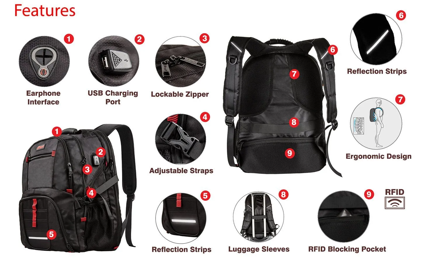 SwissOPack™ Extra Large 17" Laptop Backpack | TSA Friendly, USB, Anti-Theft Men's