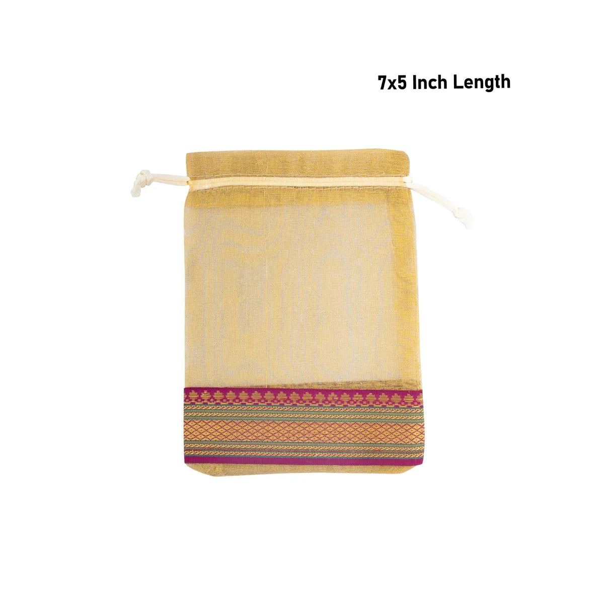 Thamboolam Bag Set - 7 x 5 Inches | 5 Pcs/ Jari Border Design Potli Bag/ Tambula Bag for Wedding/ Assorted Colour