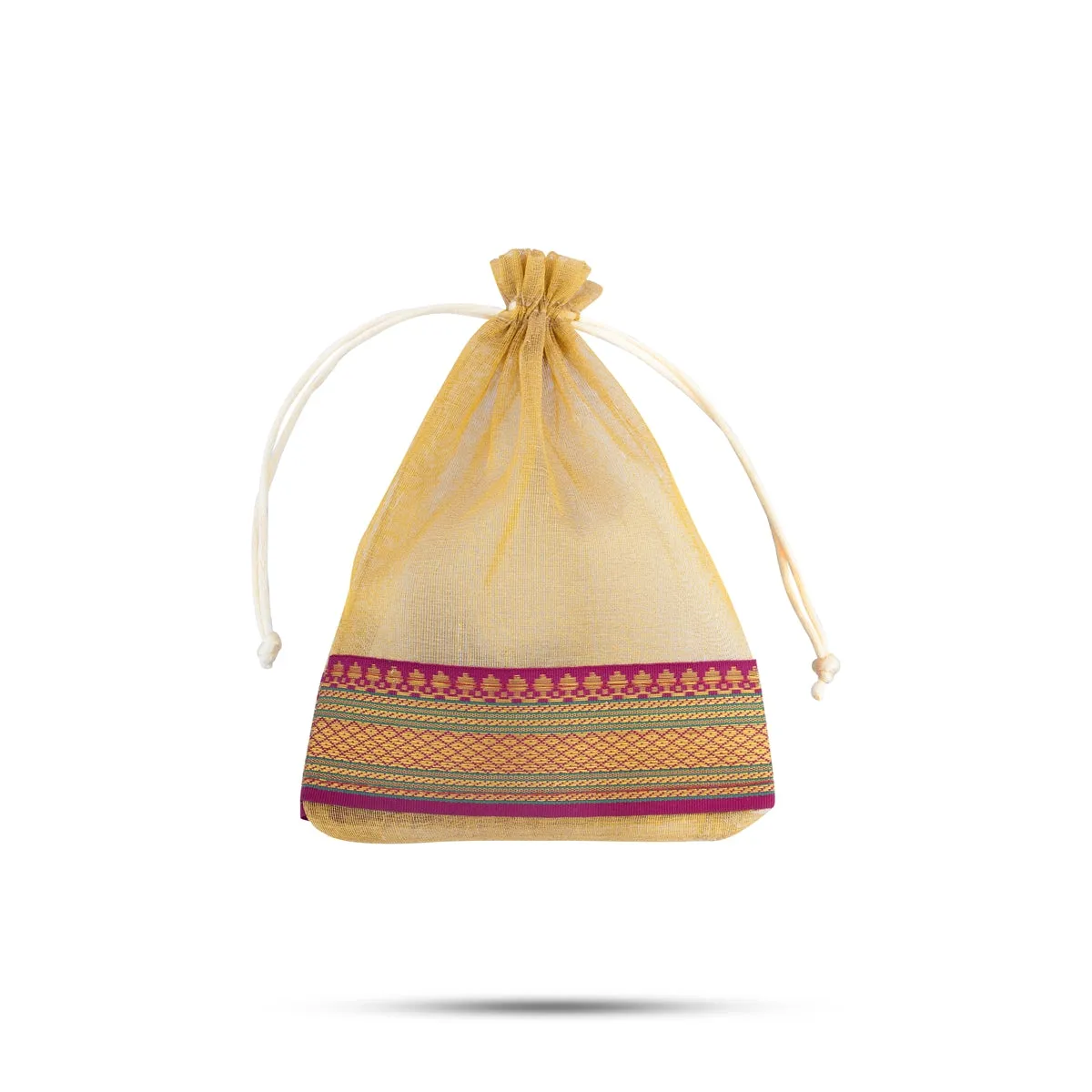 Thamboolam Bag Set - 7 x 5 Inches | 5 Pcs/ Jari Border Design Potli Bag/ Tambula Bag for Wedding/ Assorted Colour