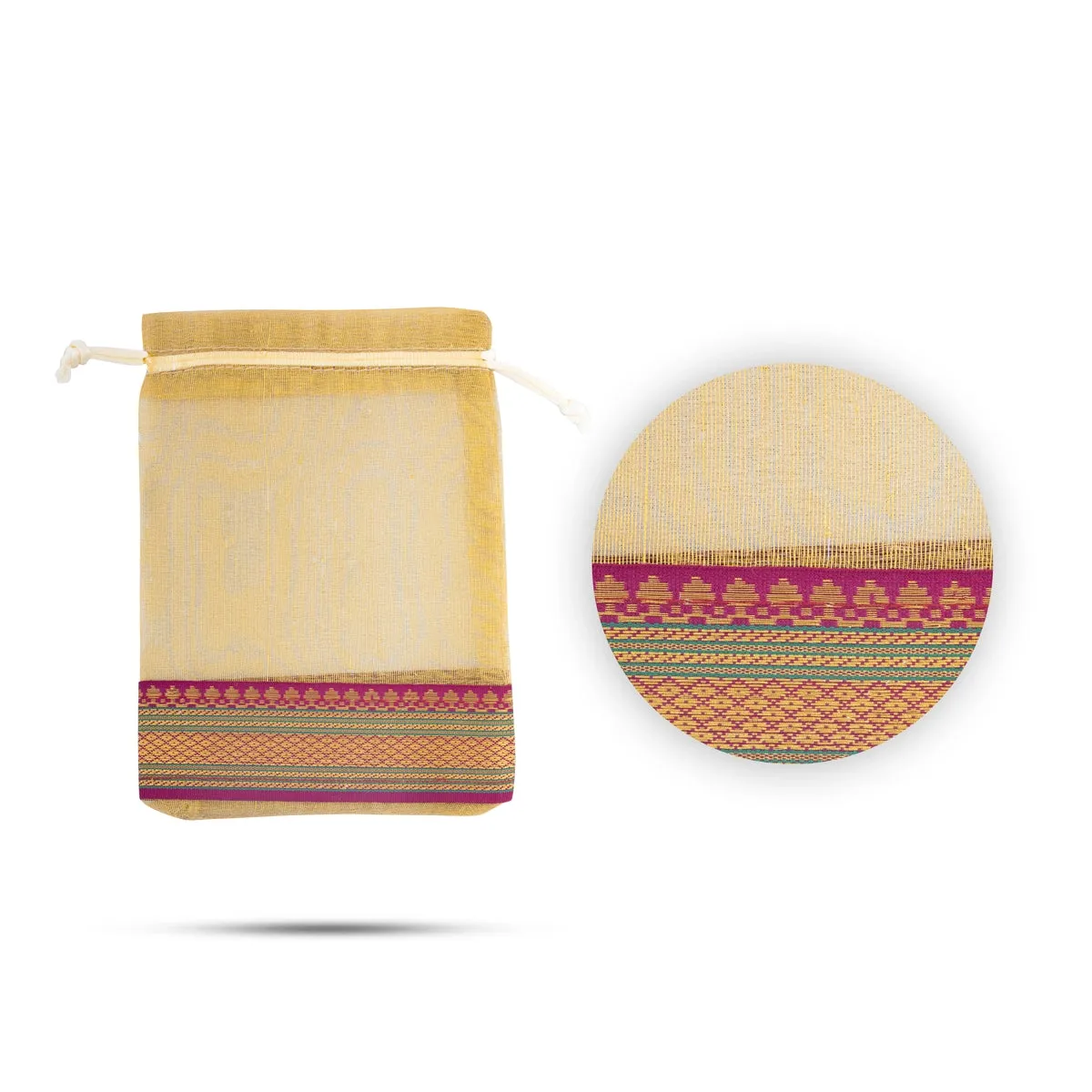 Thamboolam Bag Set - 7 x 5 Inches | 5 Pcs/ Jari Border Design Potli Bag/ Tambula Bag for Wedding/ Assorted Colour