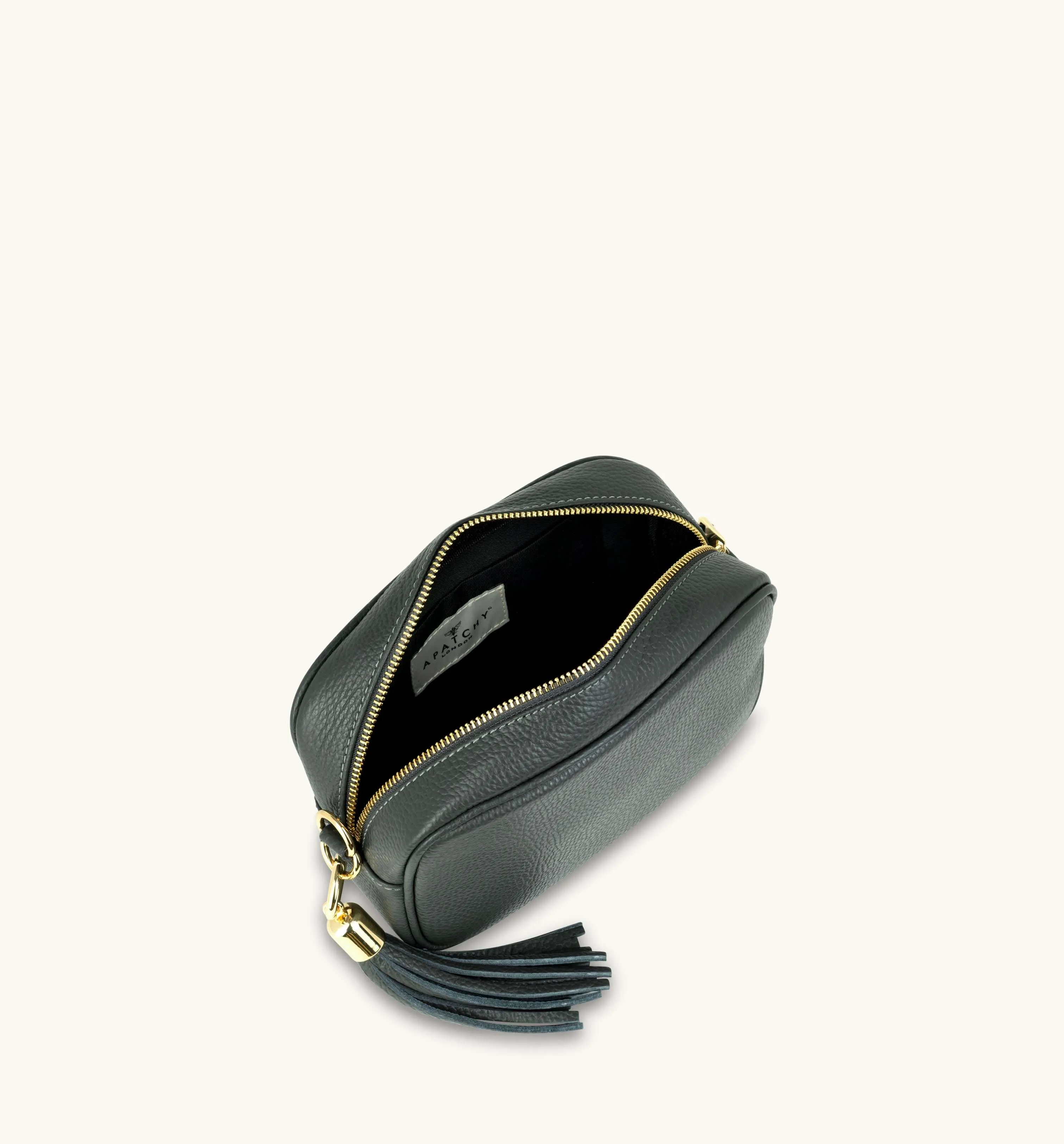 The Tassel Dark Grey Leather Crossbody Bag