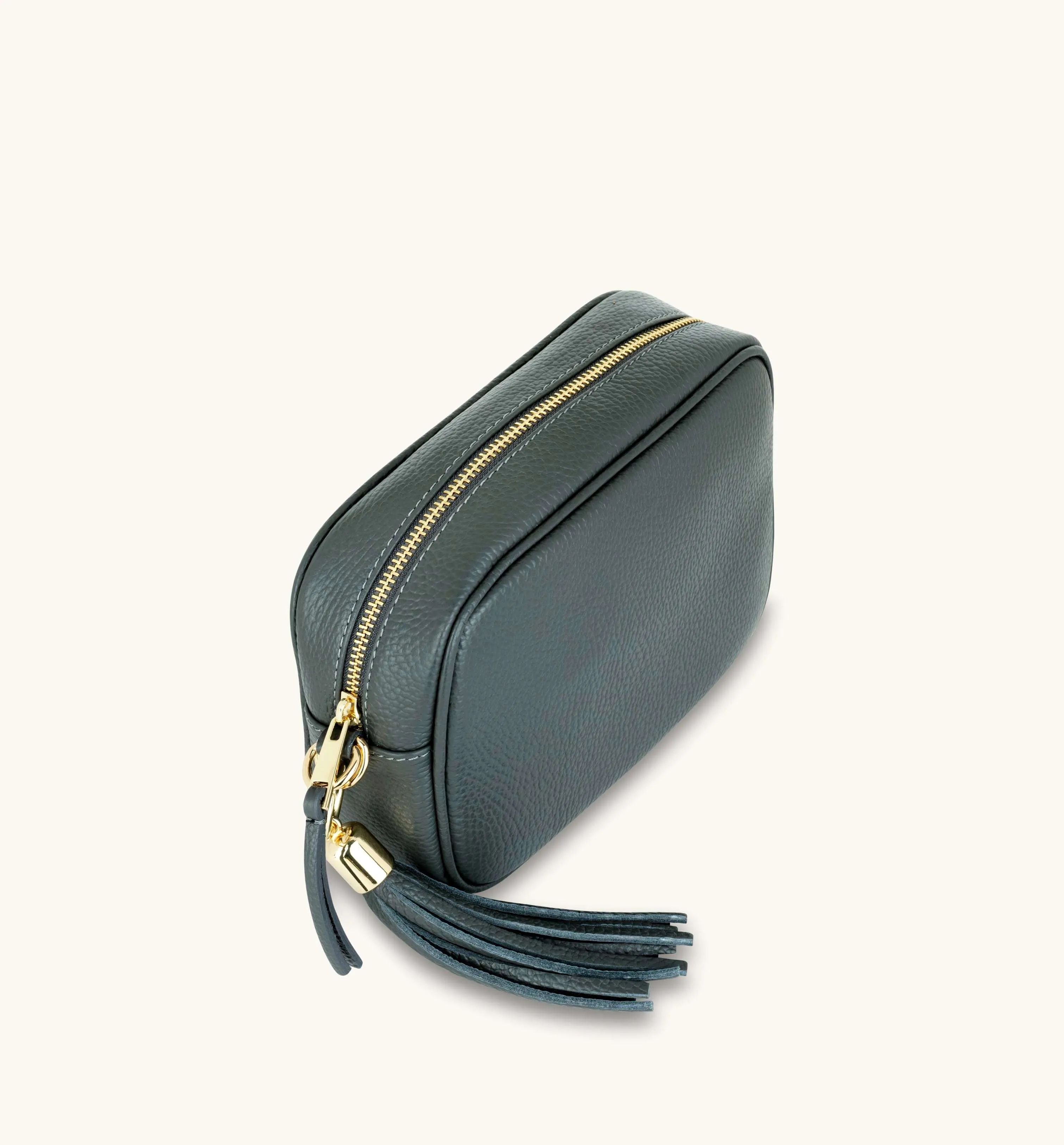The Tassel Dark Grey Leather Crossbody Bag