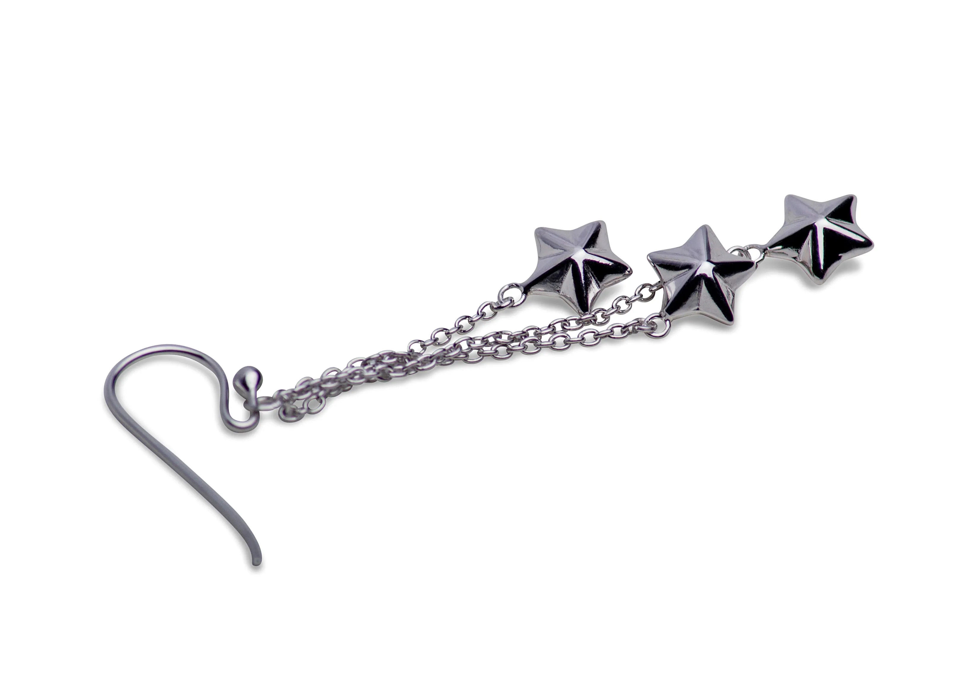 Tri-Star Silver Earrings