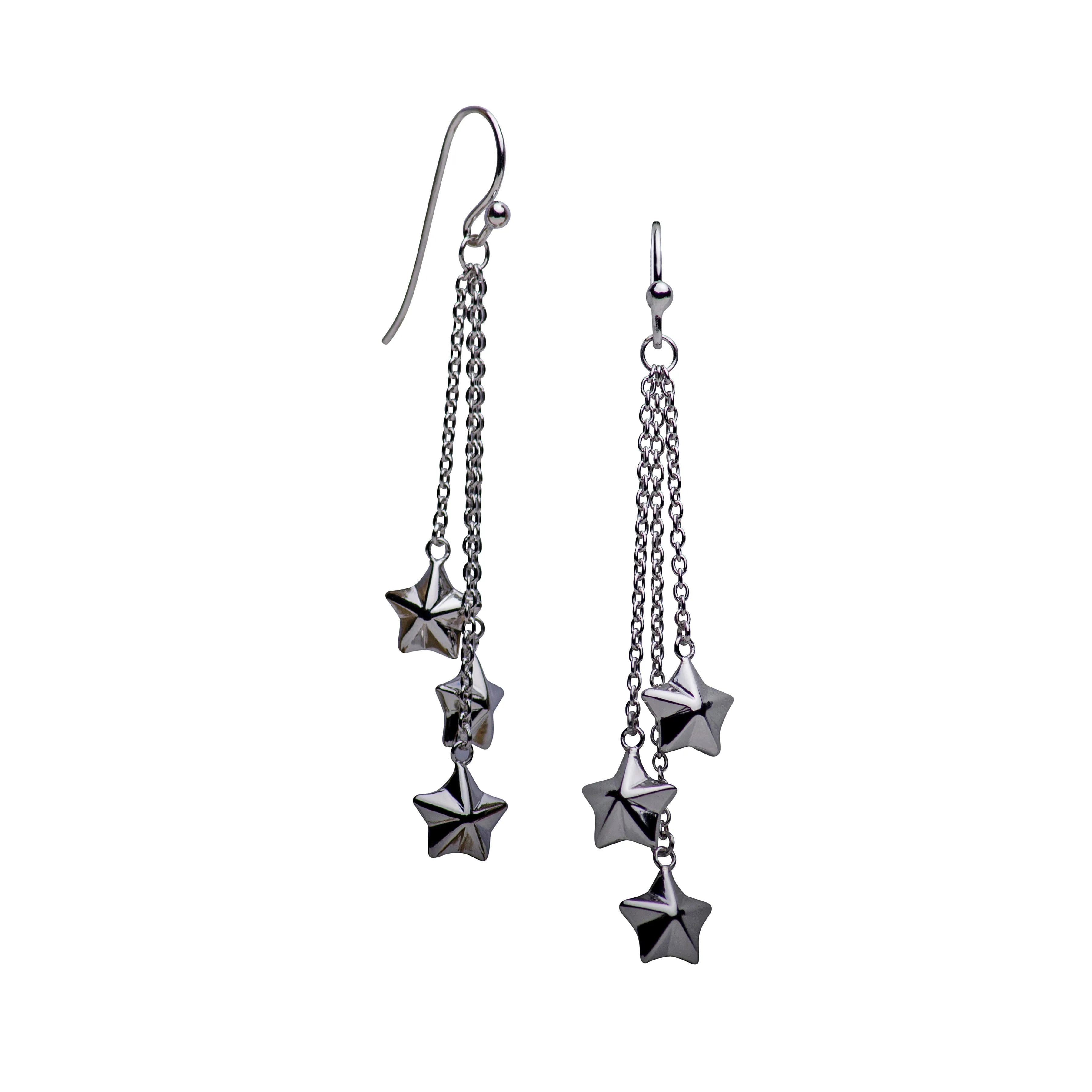 Tri-Star Silver Earrings