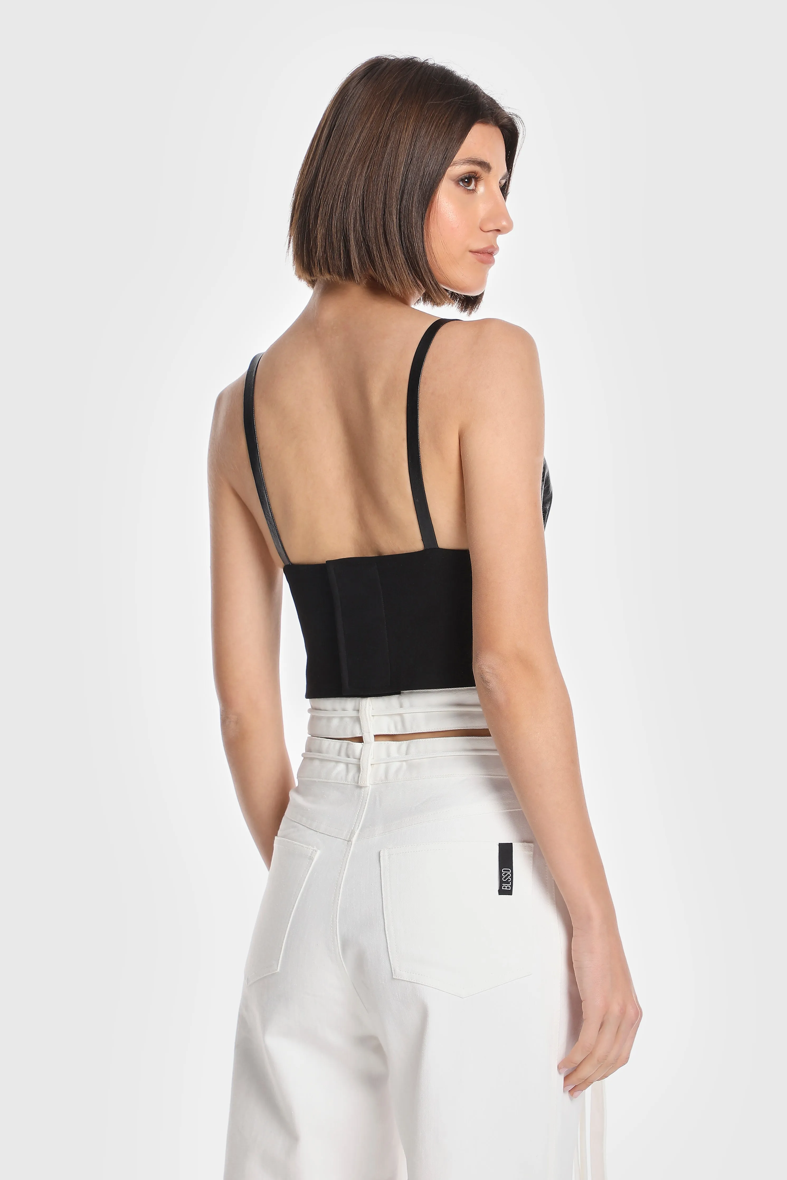 VEGAN LEATHER V BRALETTE