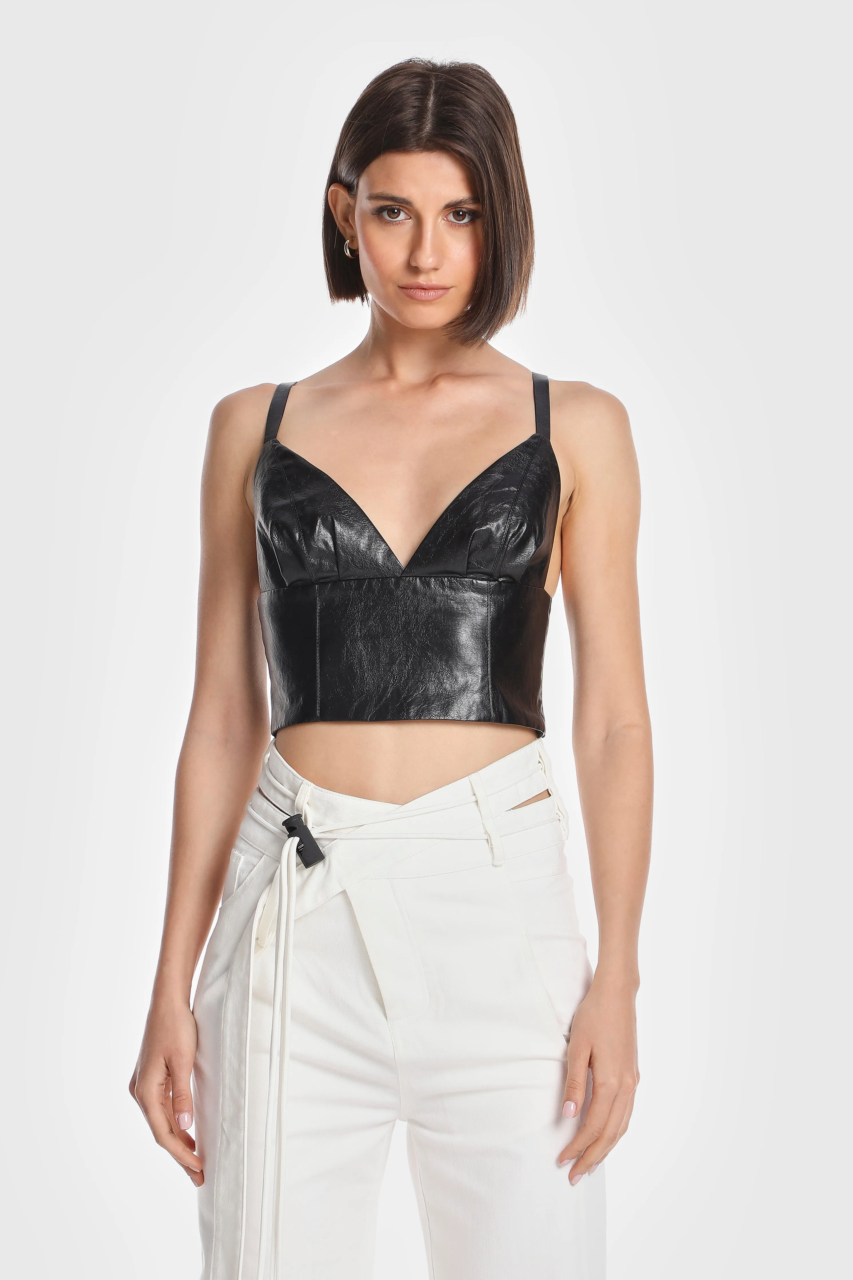 VEGAN LEATHER V BRALETTE